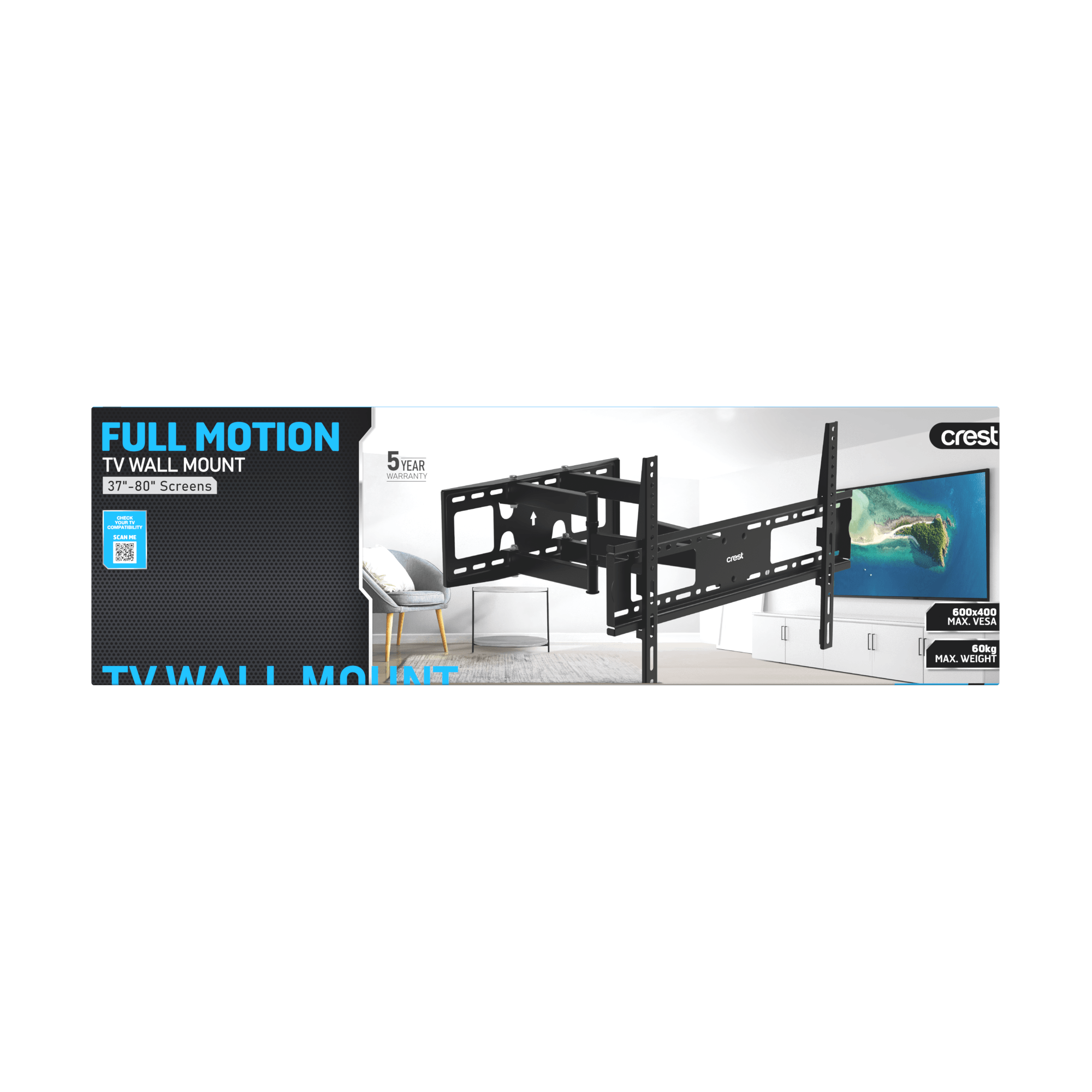 Crest Full Motion TV Wall Mount - 37" to 80"