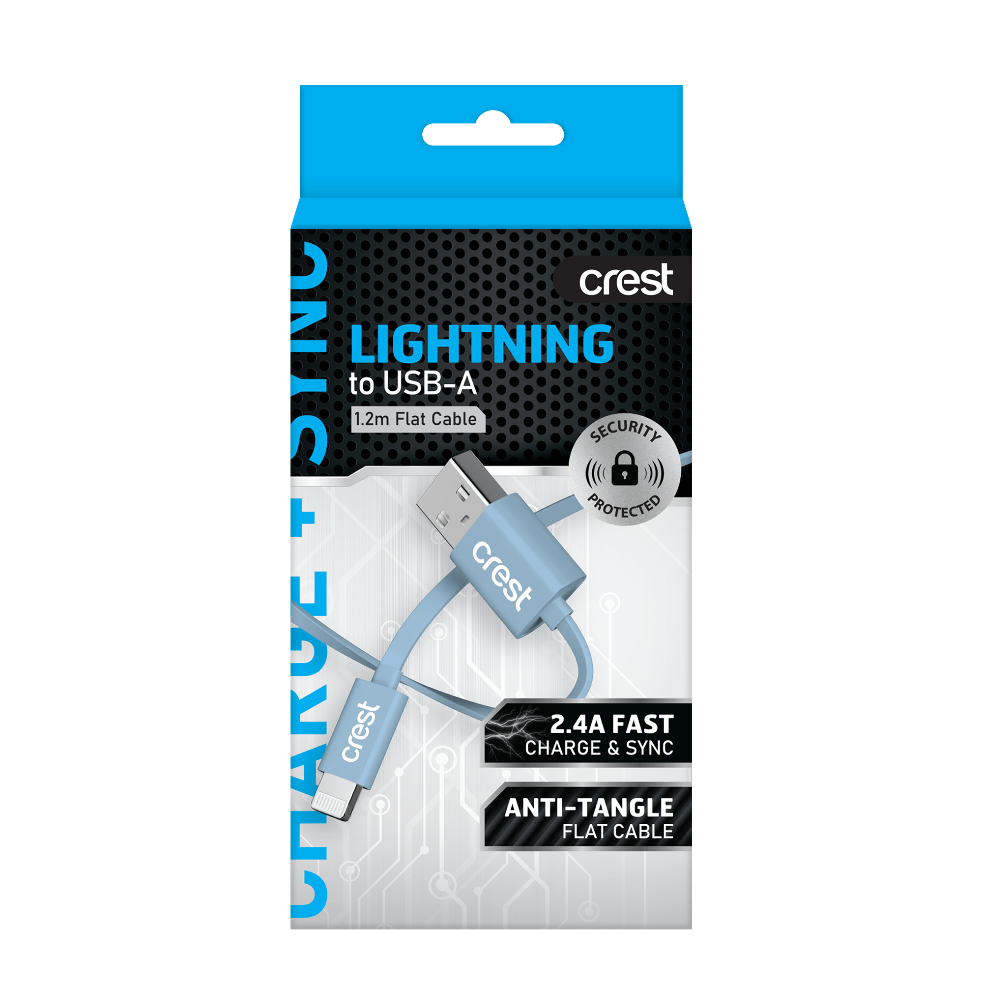 Lightning to USB-A Flat Cable 1.2M - Blue