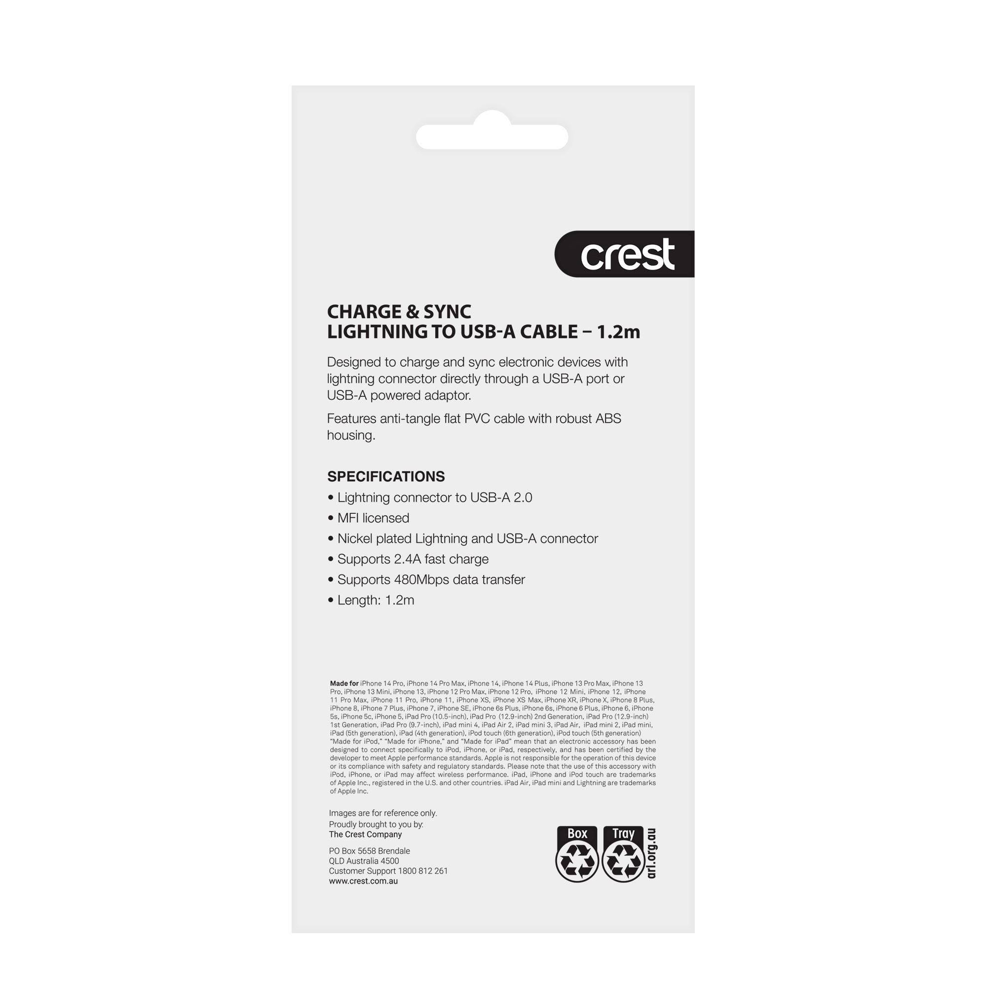 Lightning to USB-A Flat Cable 1.2M - Blue