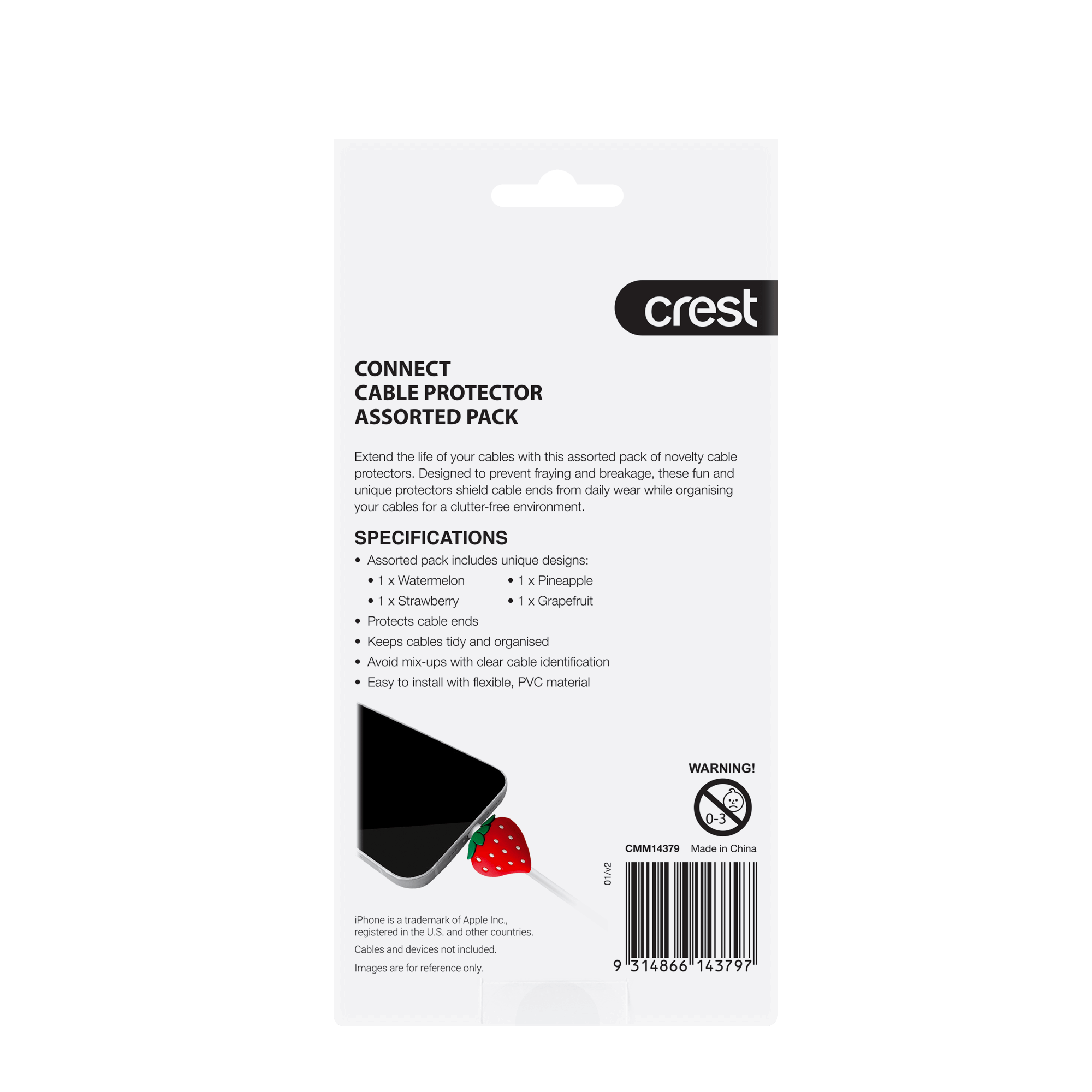 Cable Protectors Novelty Fruit - Assorted 4 Pack