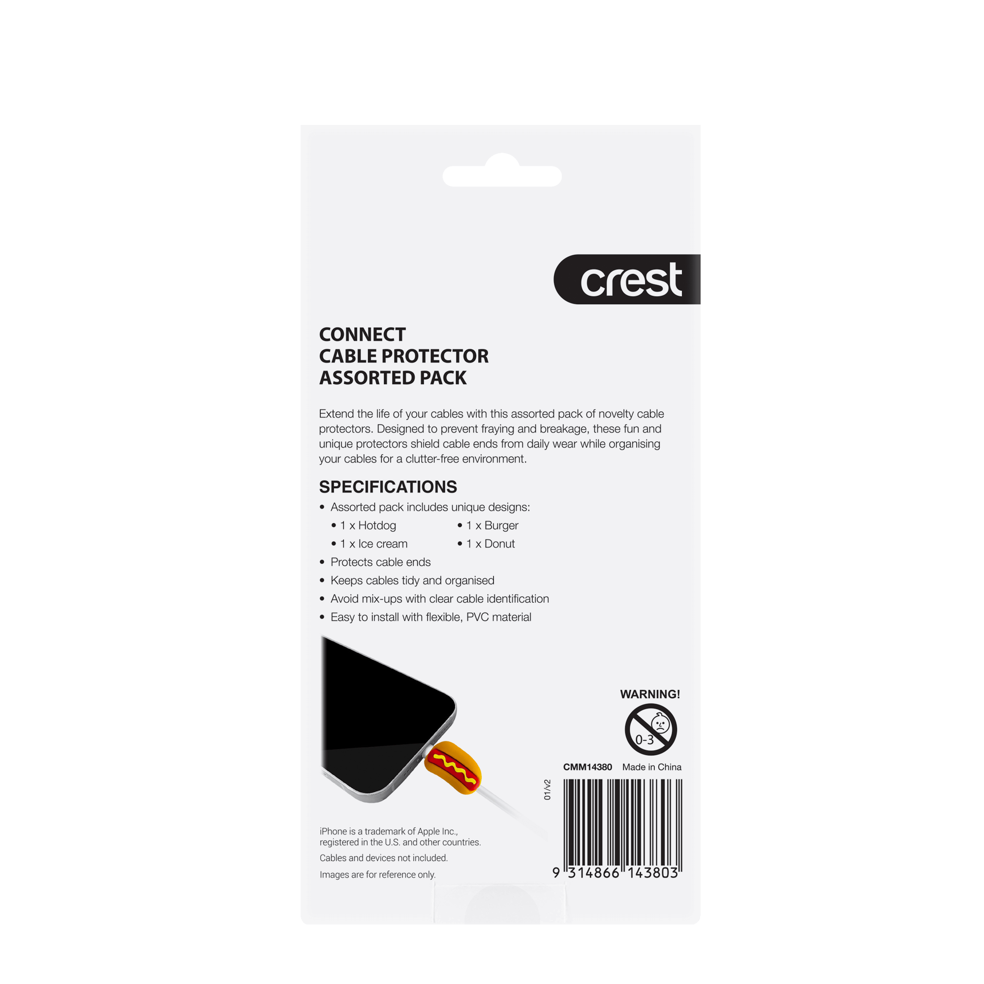 Cable Protectors Novelty Food - Assorted 4 Pack