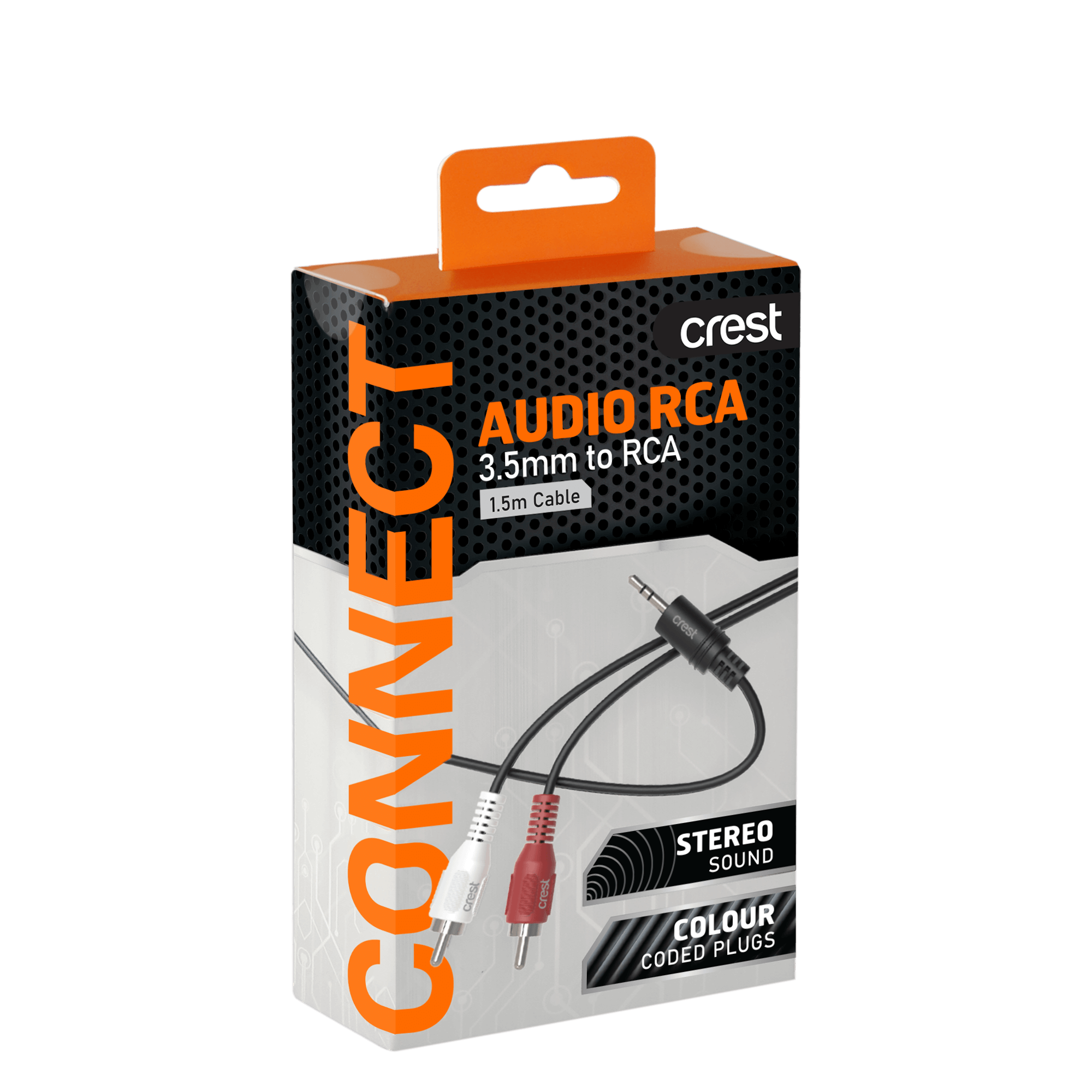 Stereo Audio Cable 3.5mm Plug To 2 x RCA Plugs 1.5M