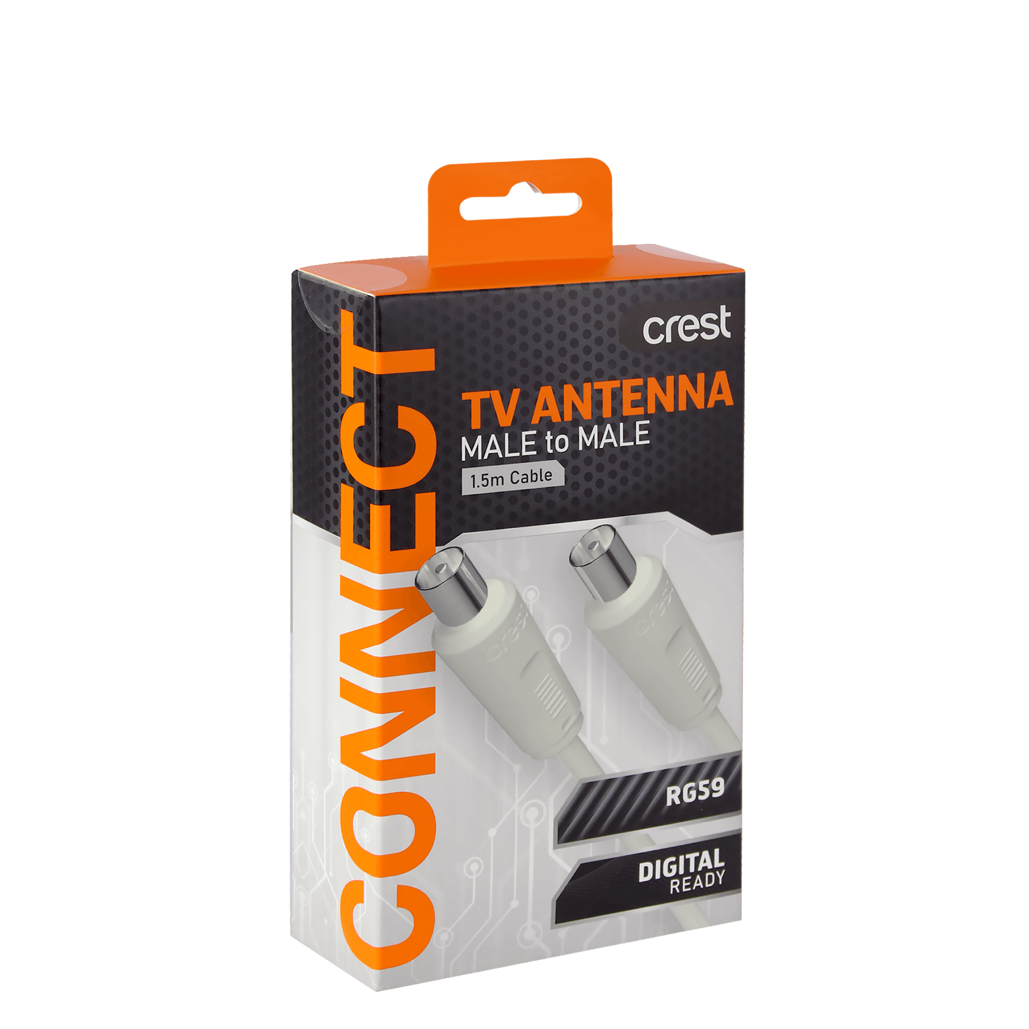 TV Antenna Cable Dual Shield Male To Male 1.5M White