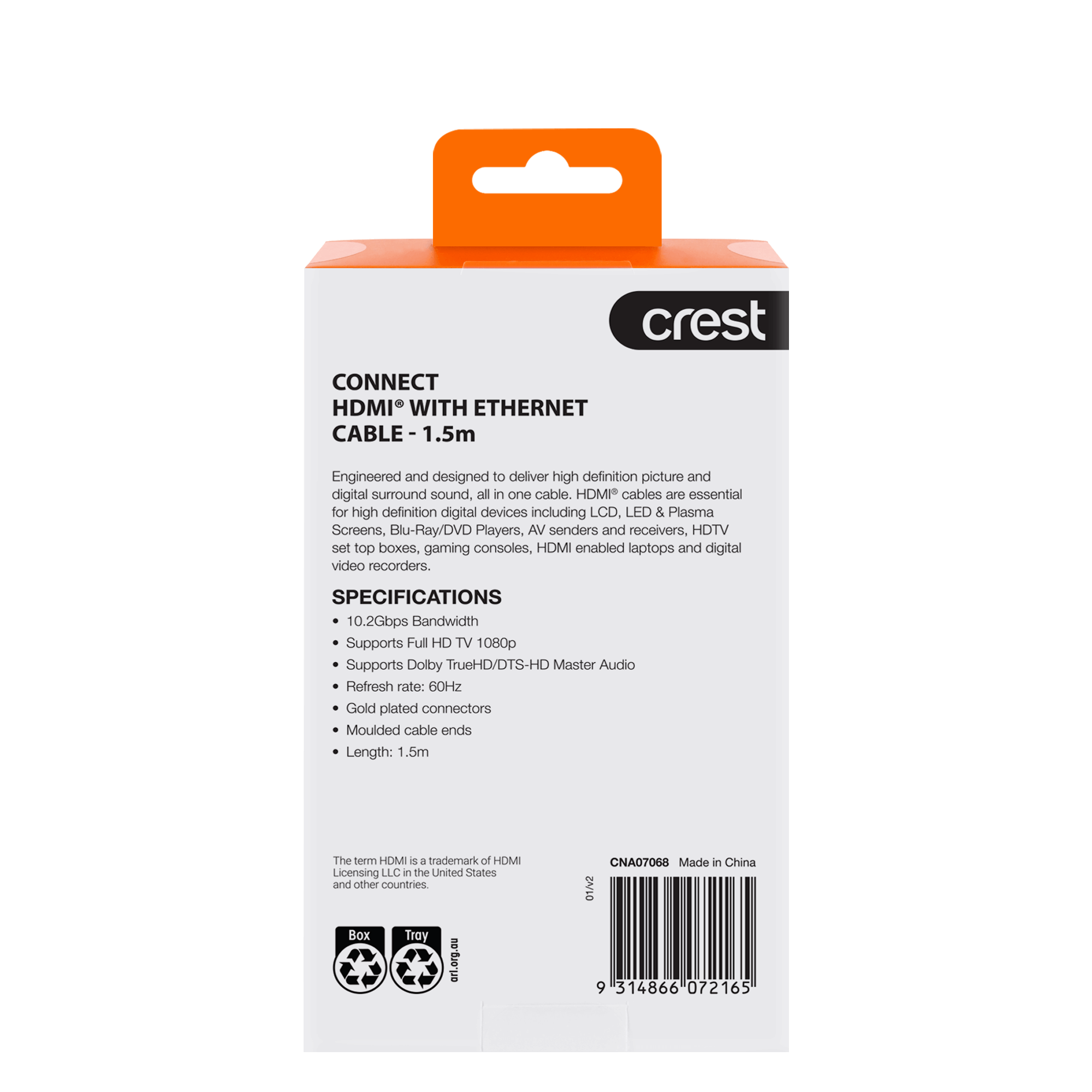 HDMI Cable With Ethernet 10.2Gbps 1.5M