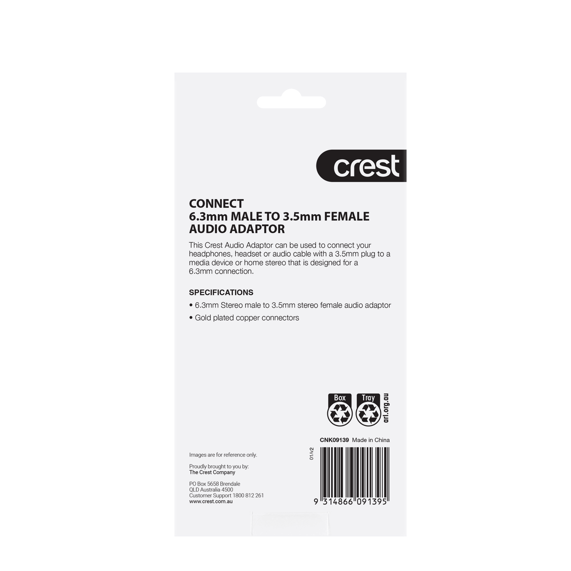 6.3mm Male to 3.5mm Female Socket Adaptor