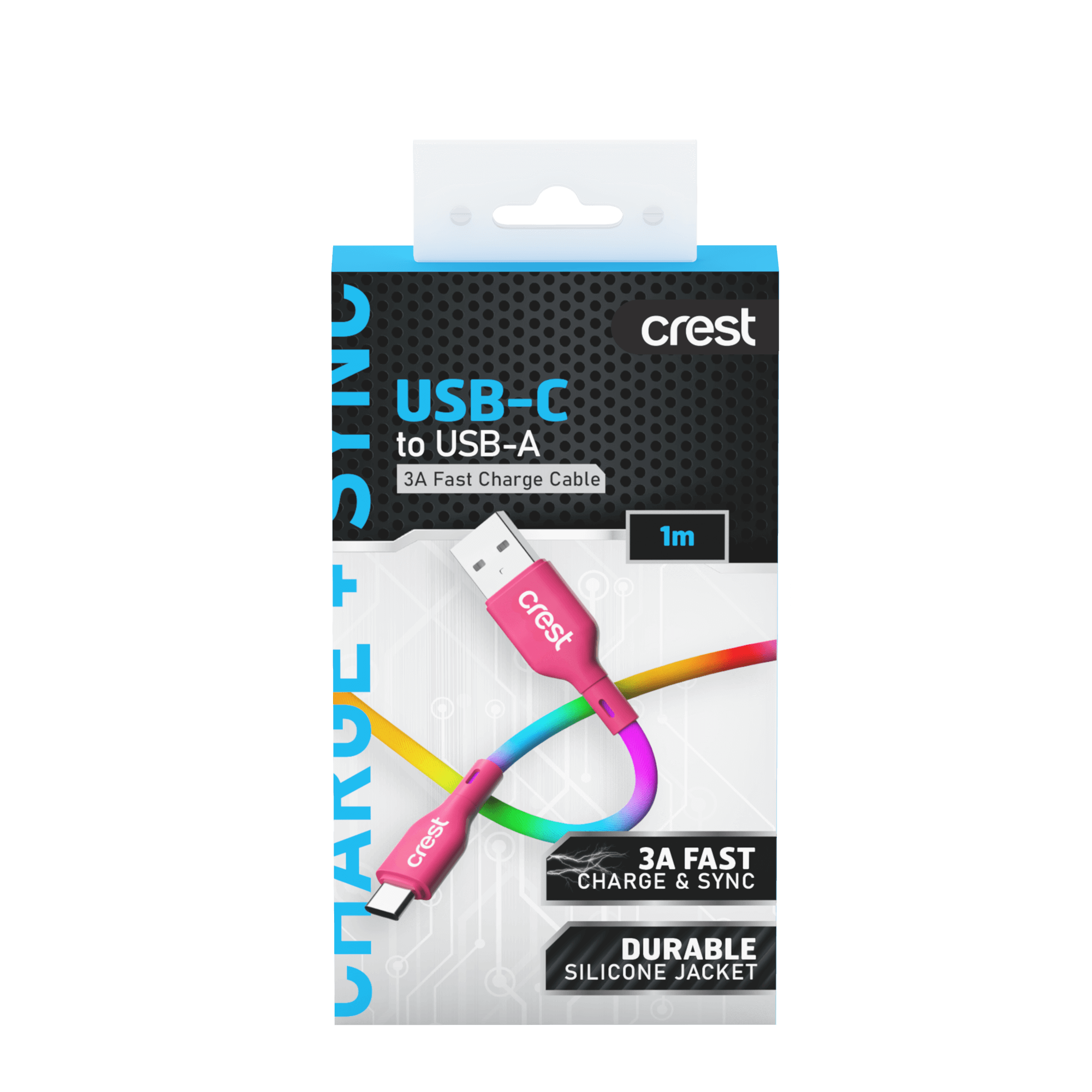 USB-C to USB-A Cable 1m - Rainbow