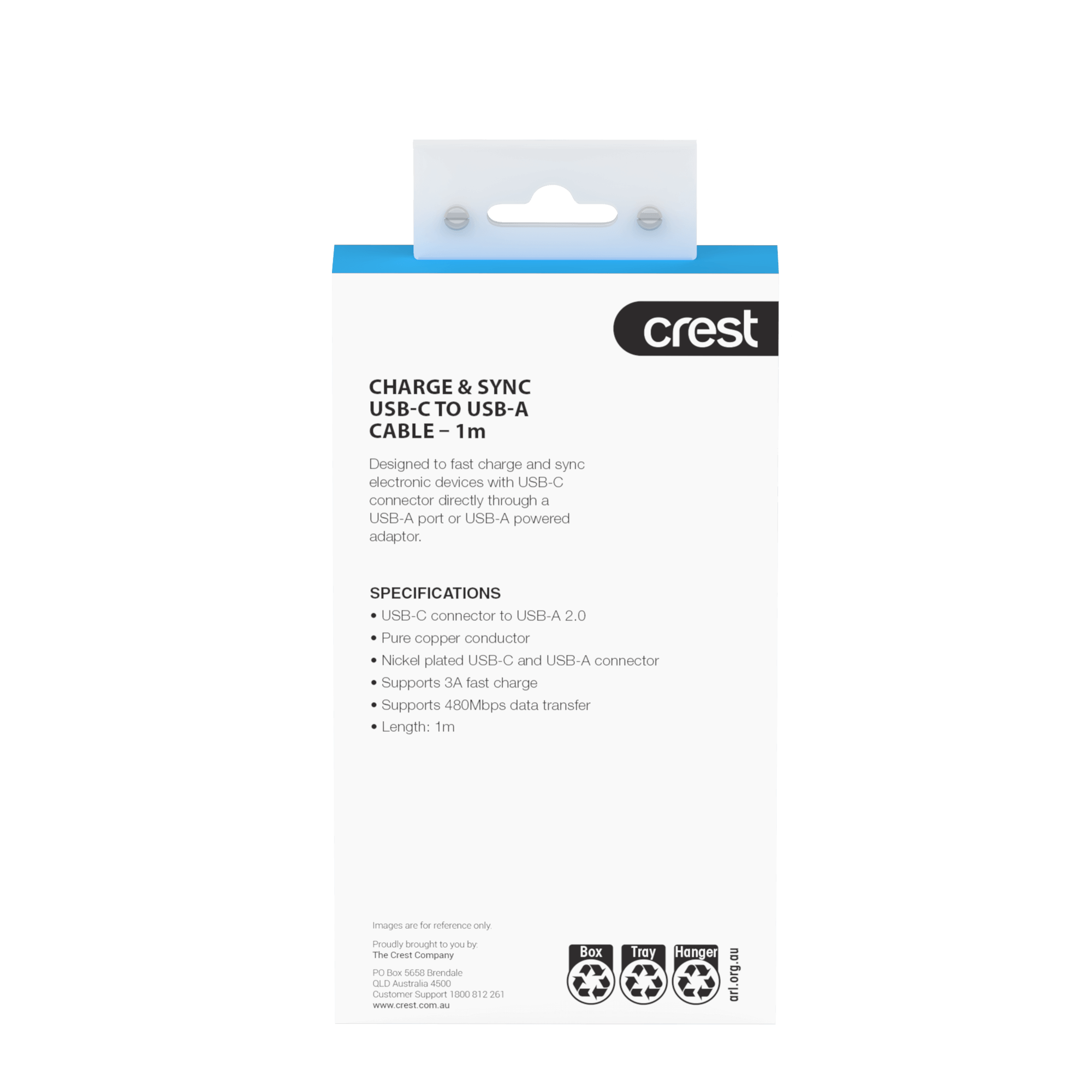 USB-C to USB-A Cable 1m - Rainbow