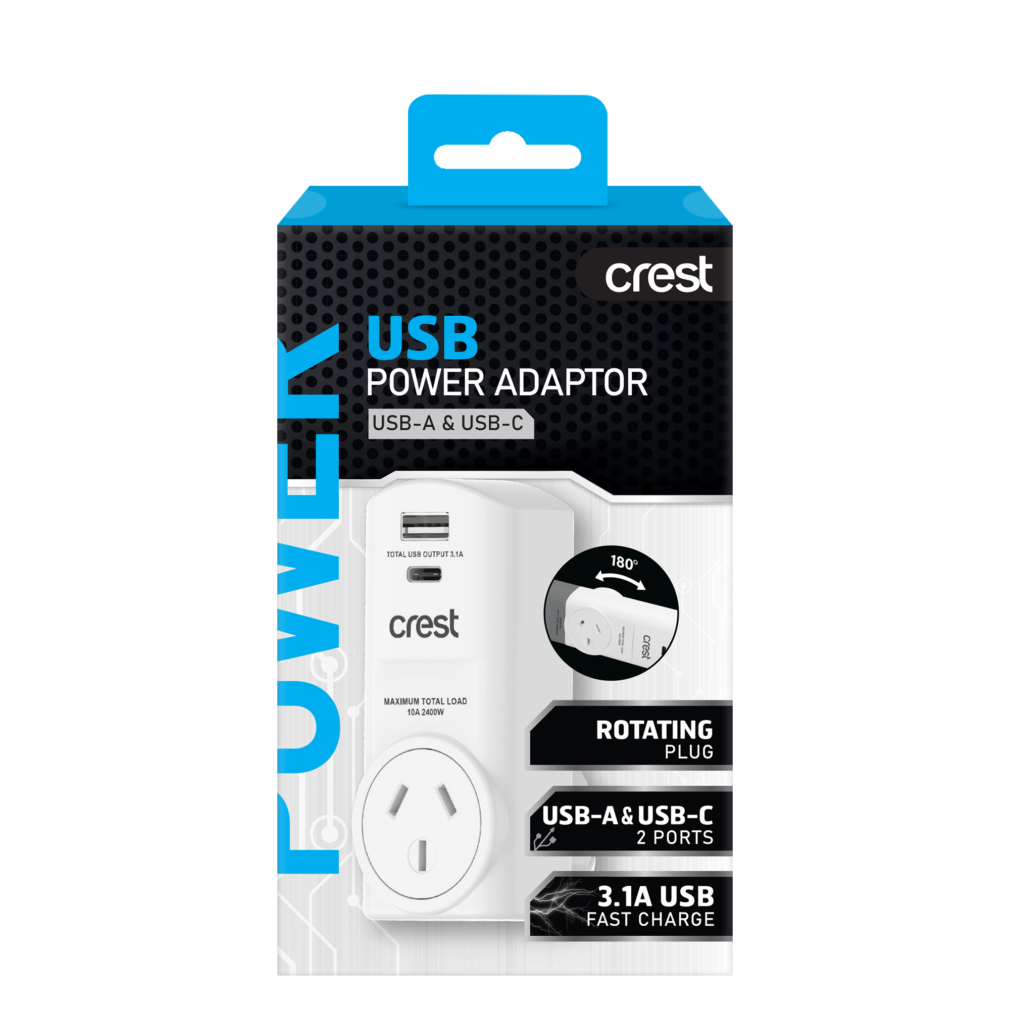 Power Adaptor 1 Socket 2 USB Outlets
