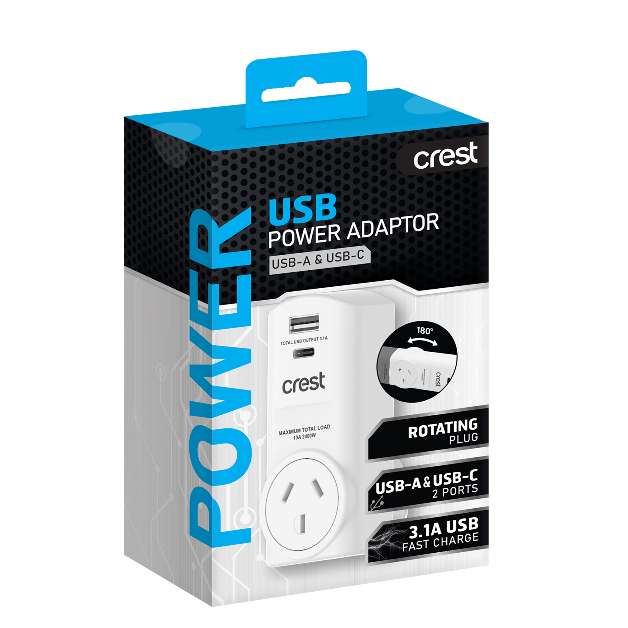 Power Adaptor 1 Socket 2 USB Outlets