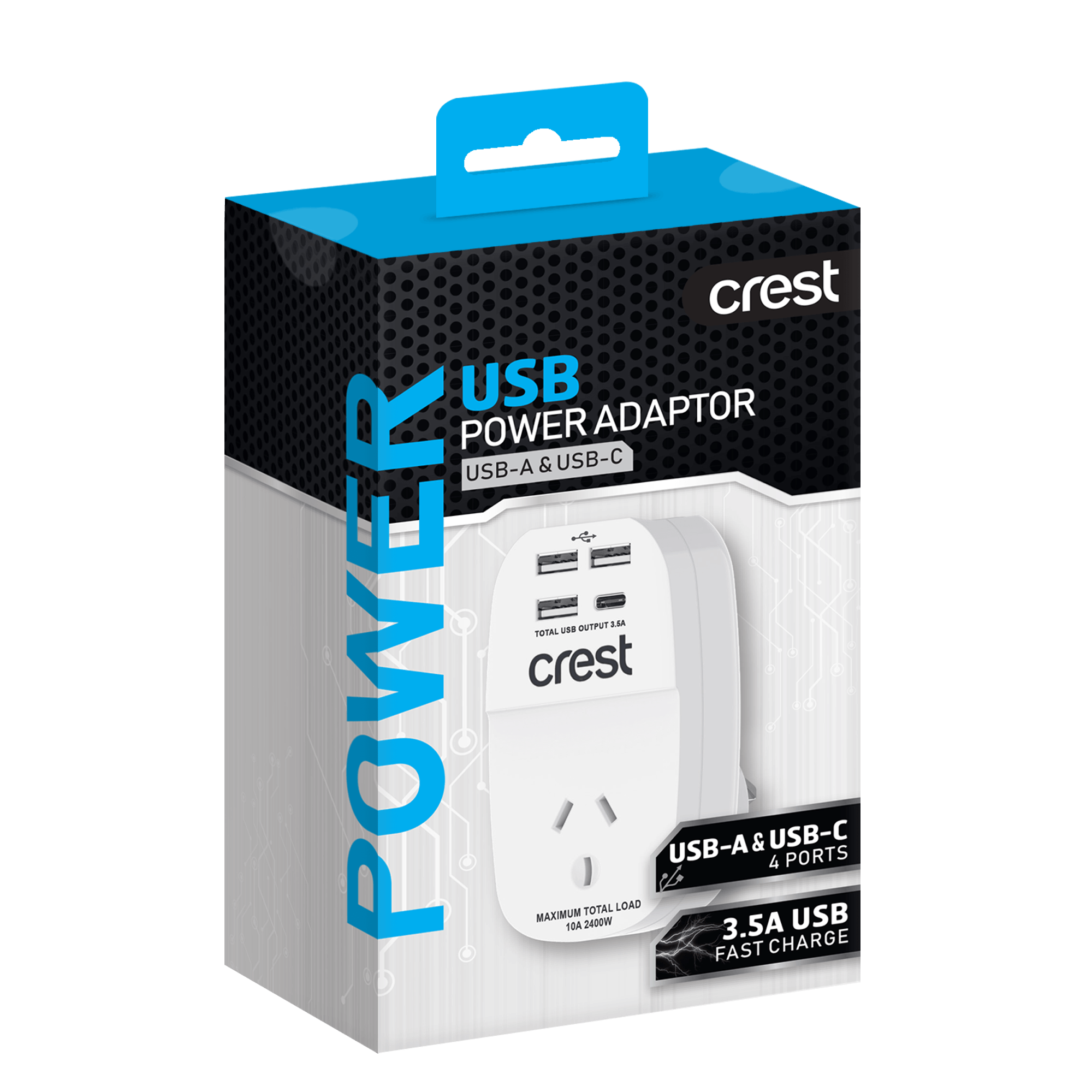 Power Adaptor 1 Socket 4 USB Outlets