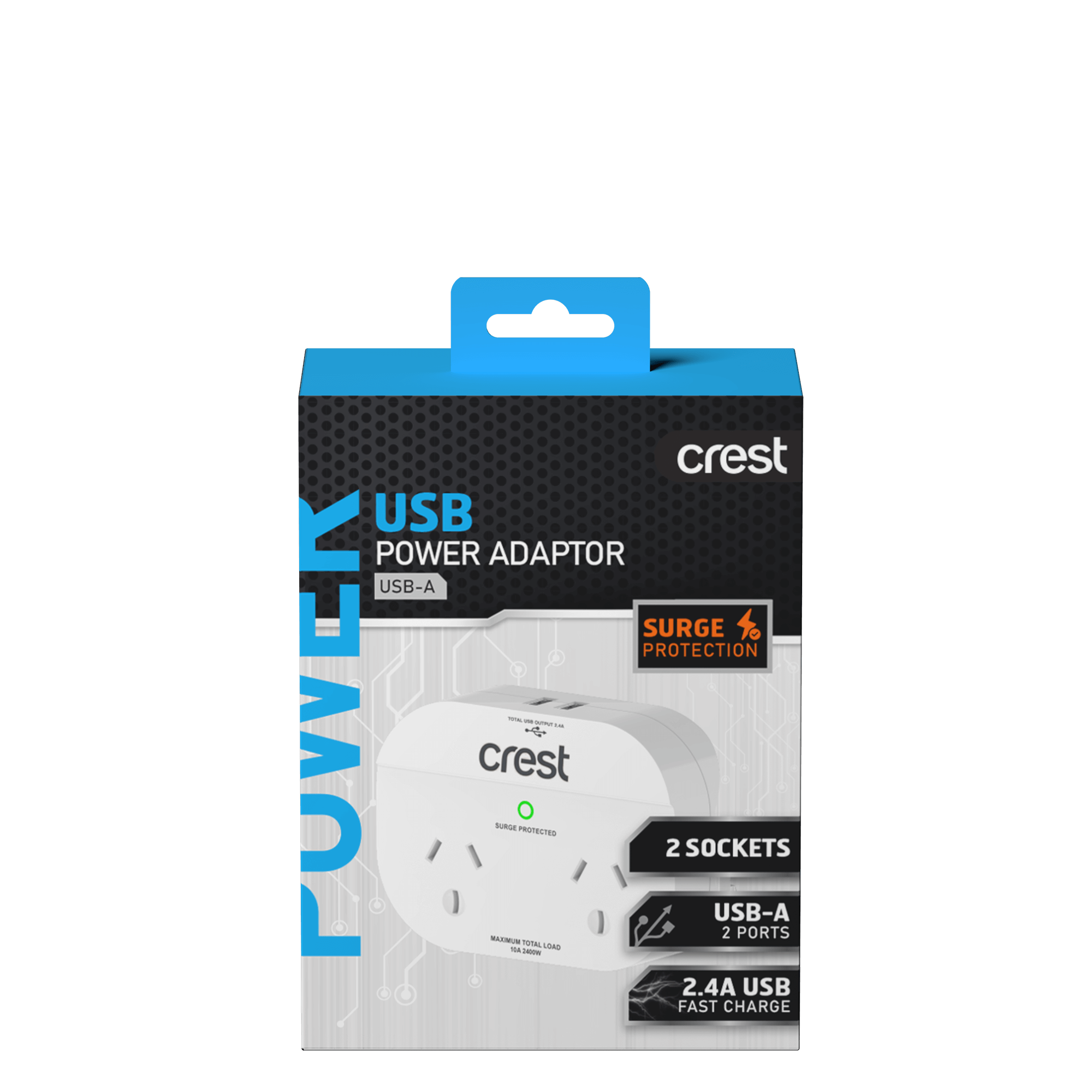 Double Power Adaptor with USB Charging