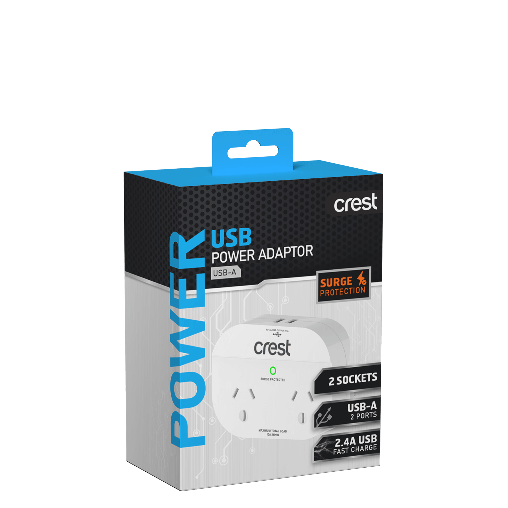 Double Power Adaptor with USB Charging