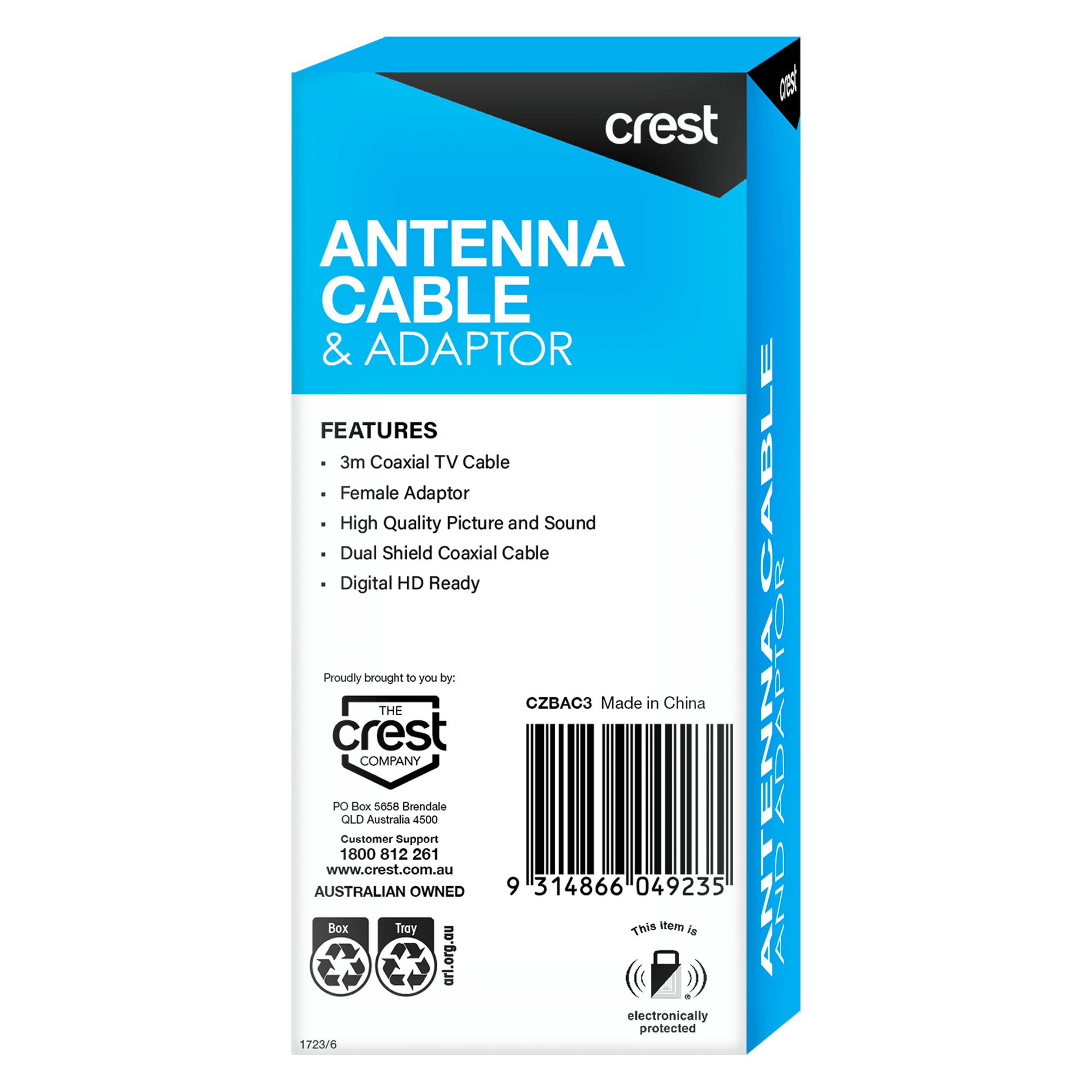 Coaxial TV Antenna Cable with Adaptor - 3M
