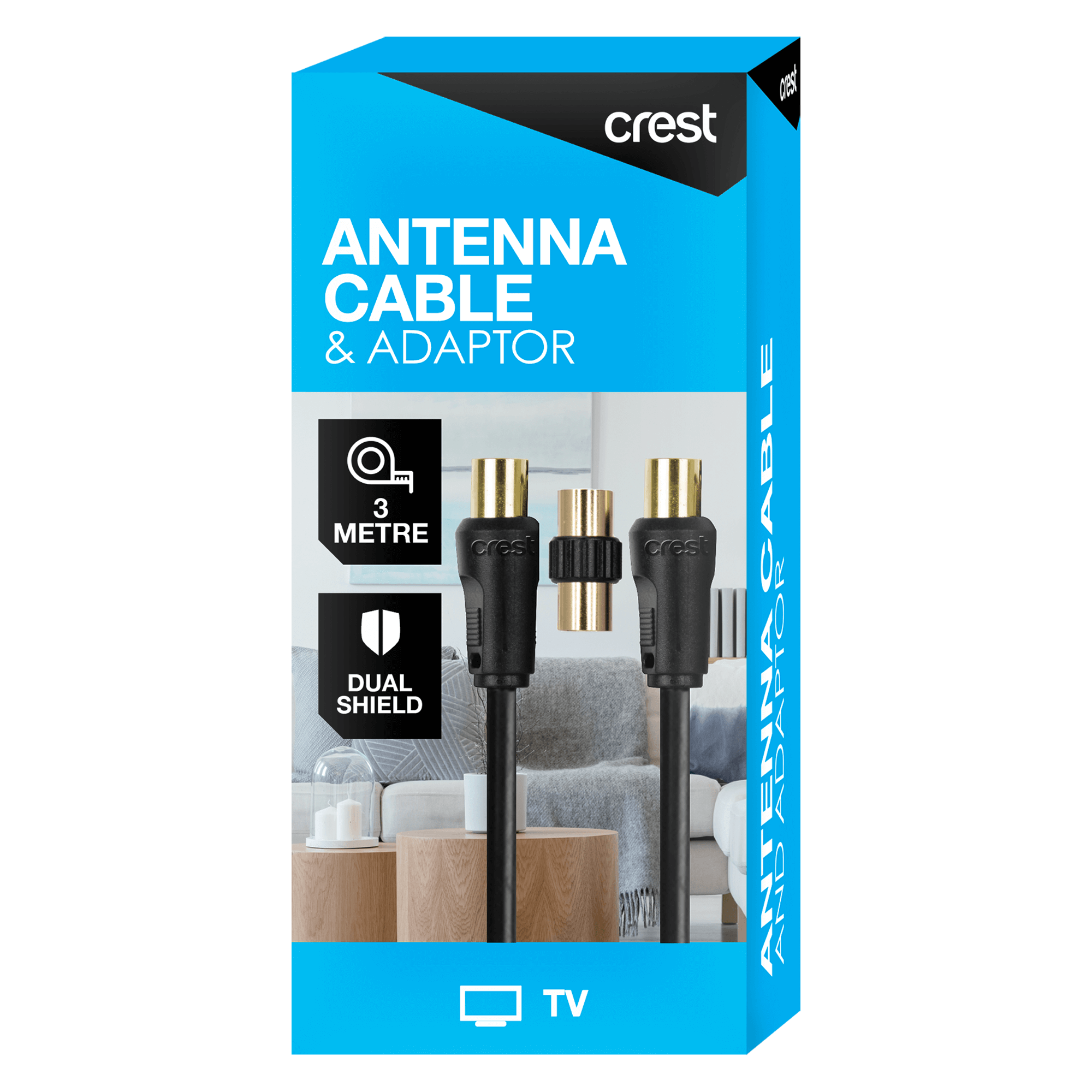 Coaxial TV Antenna Cable with Adaptor - 3M