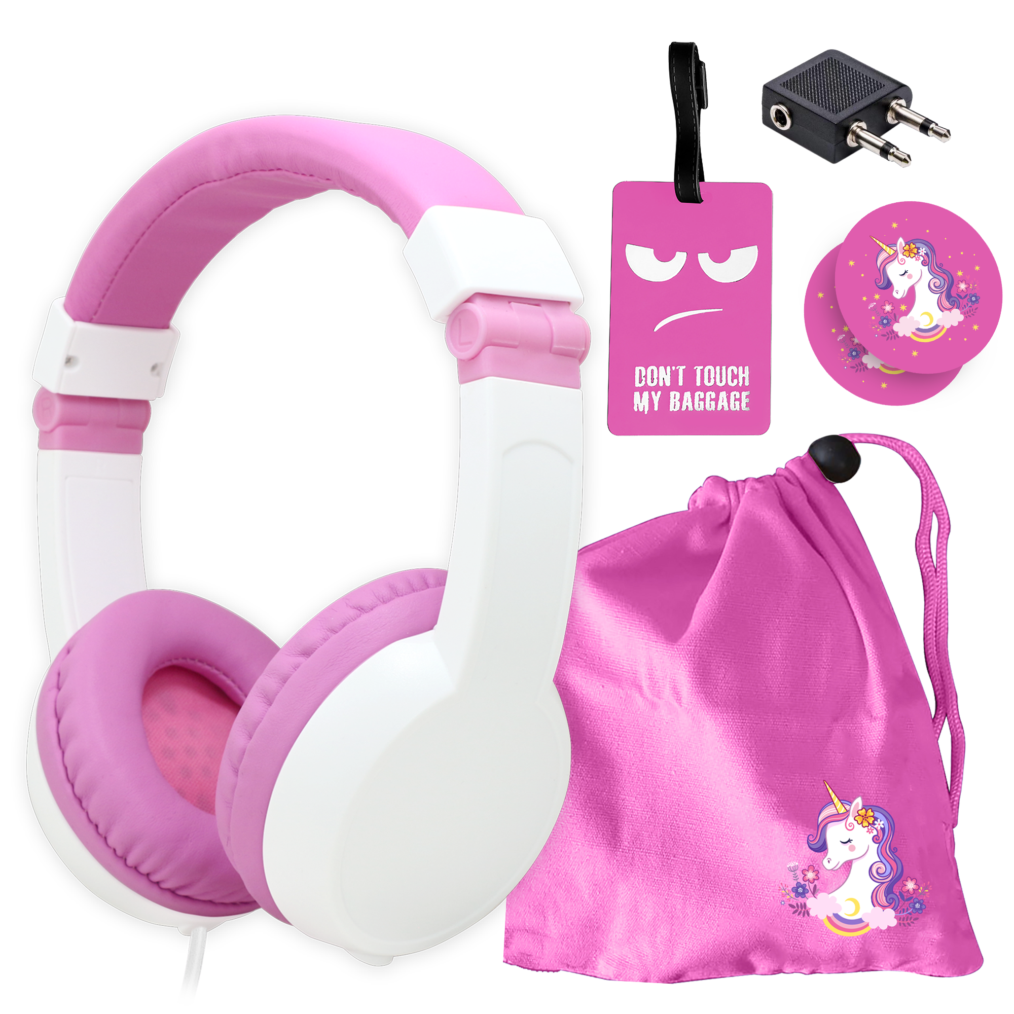 Bon Voyage Kids Pink Headphones Travel Pack