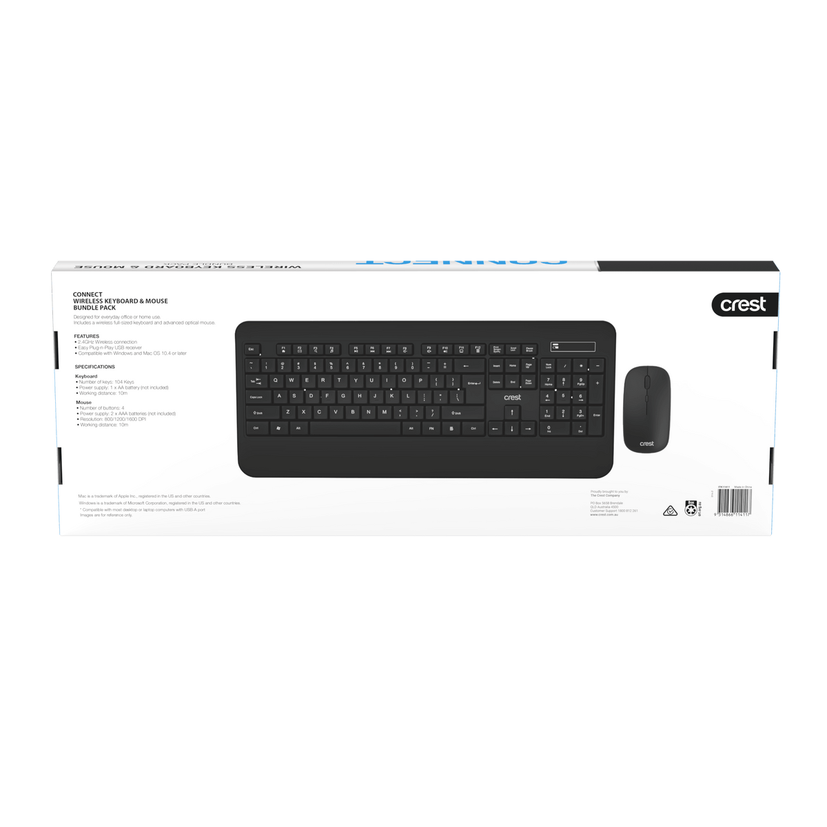 Wireless Keyboard and Mouse Combo Black