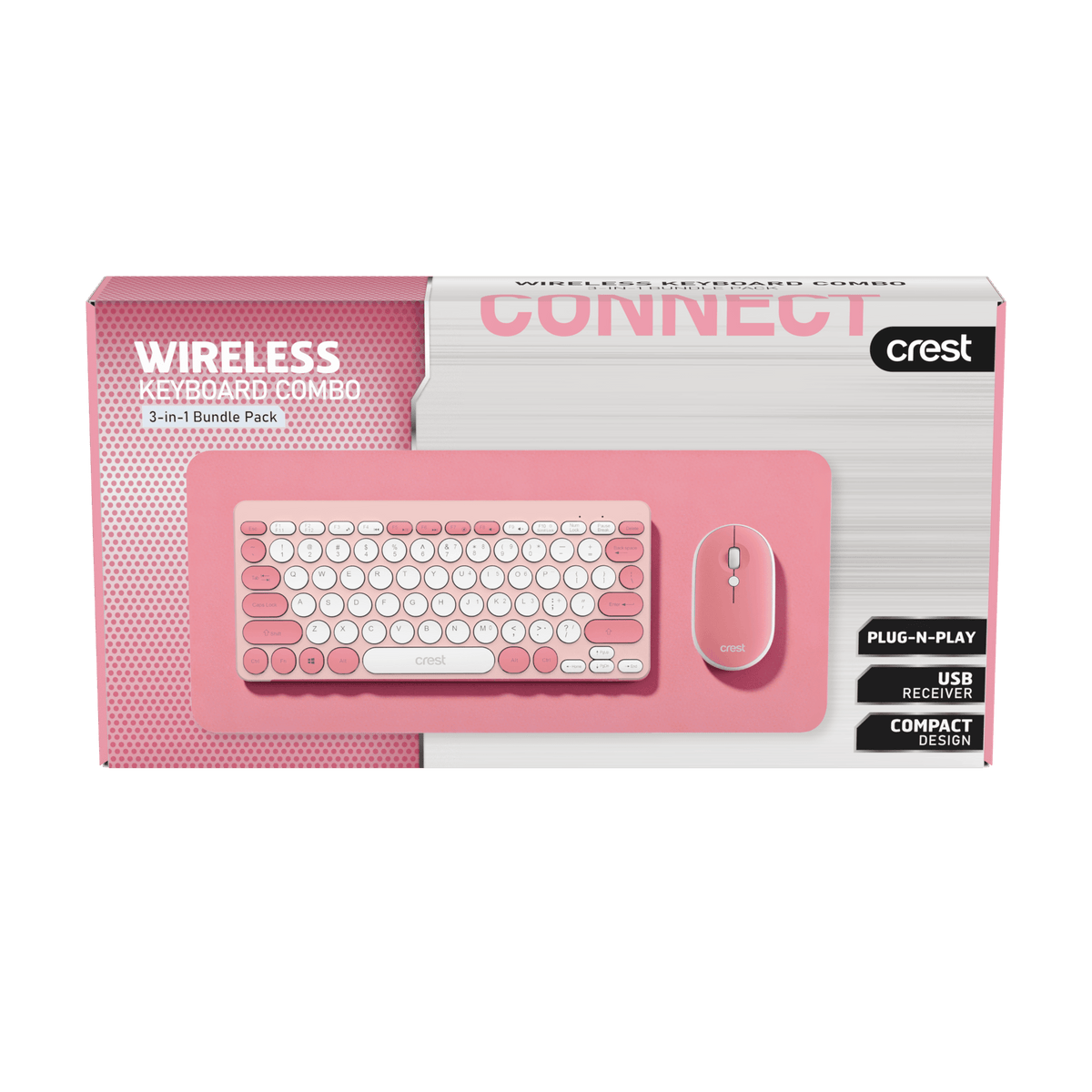 3 in 1 Wireless Keyboard Combo Pink