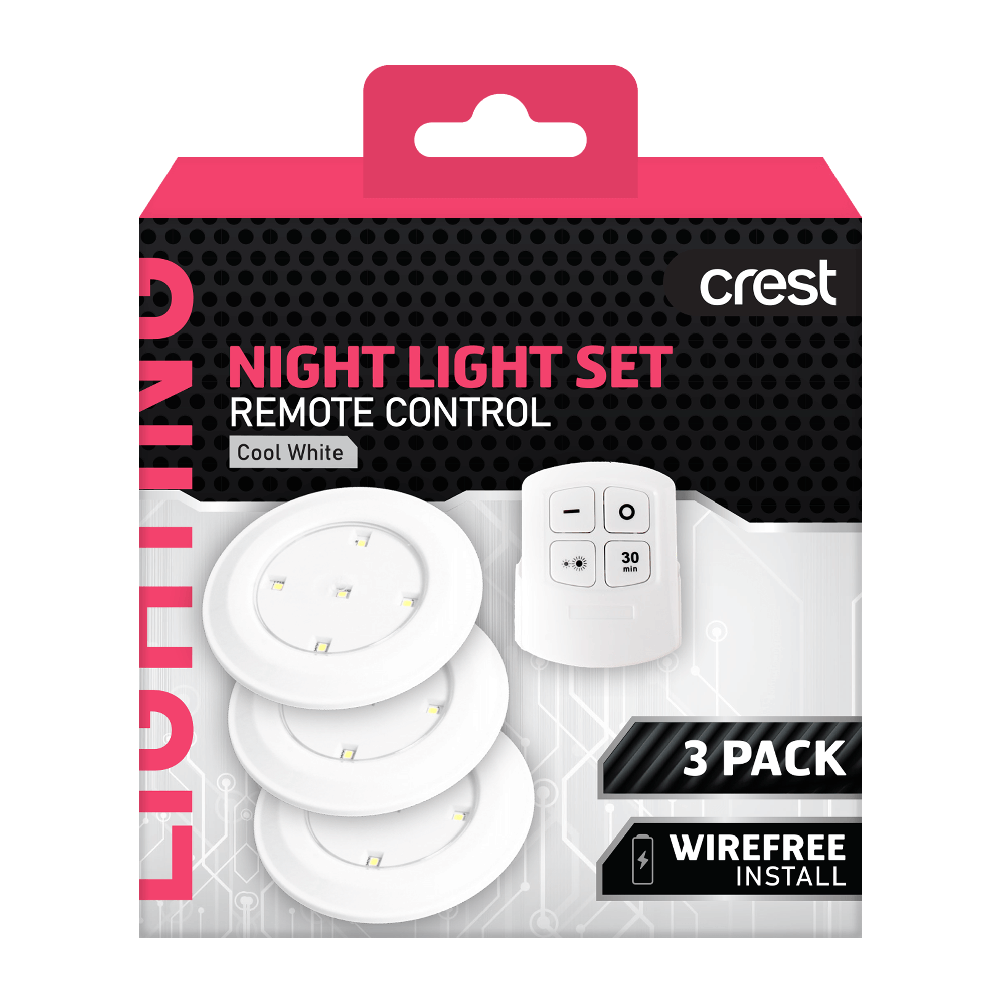 Remote Control Push Night Light Set - 3 Pack