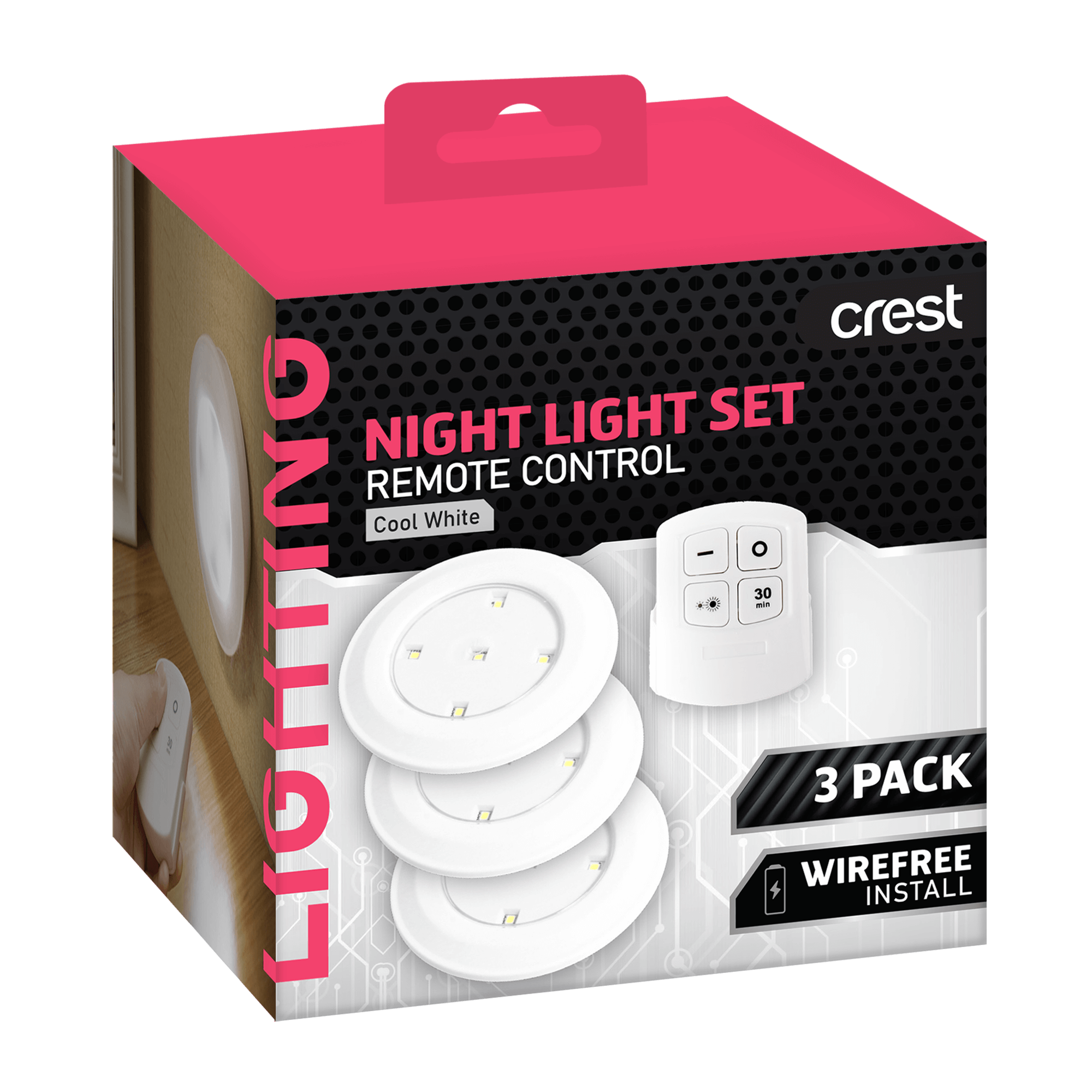 Remote Control Push Night Light Set - 3 Pack
