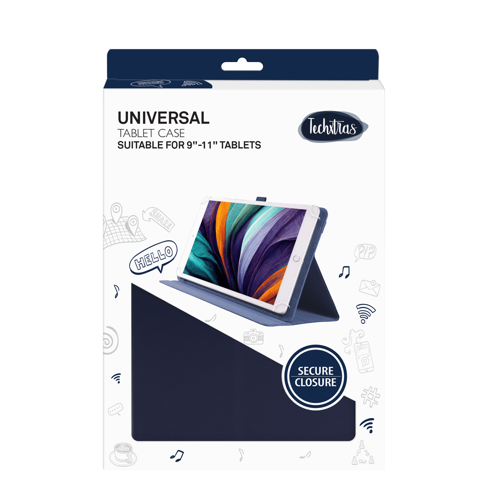TechXtras Universal Tablet Case iPad 9" to 11'' - Navy