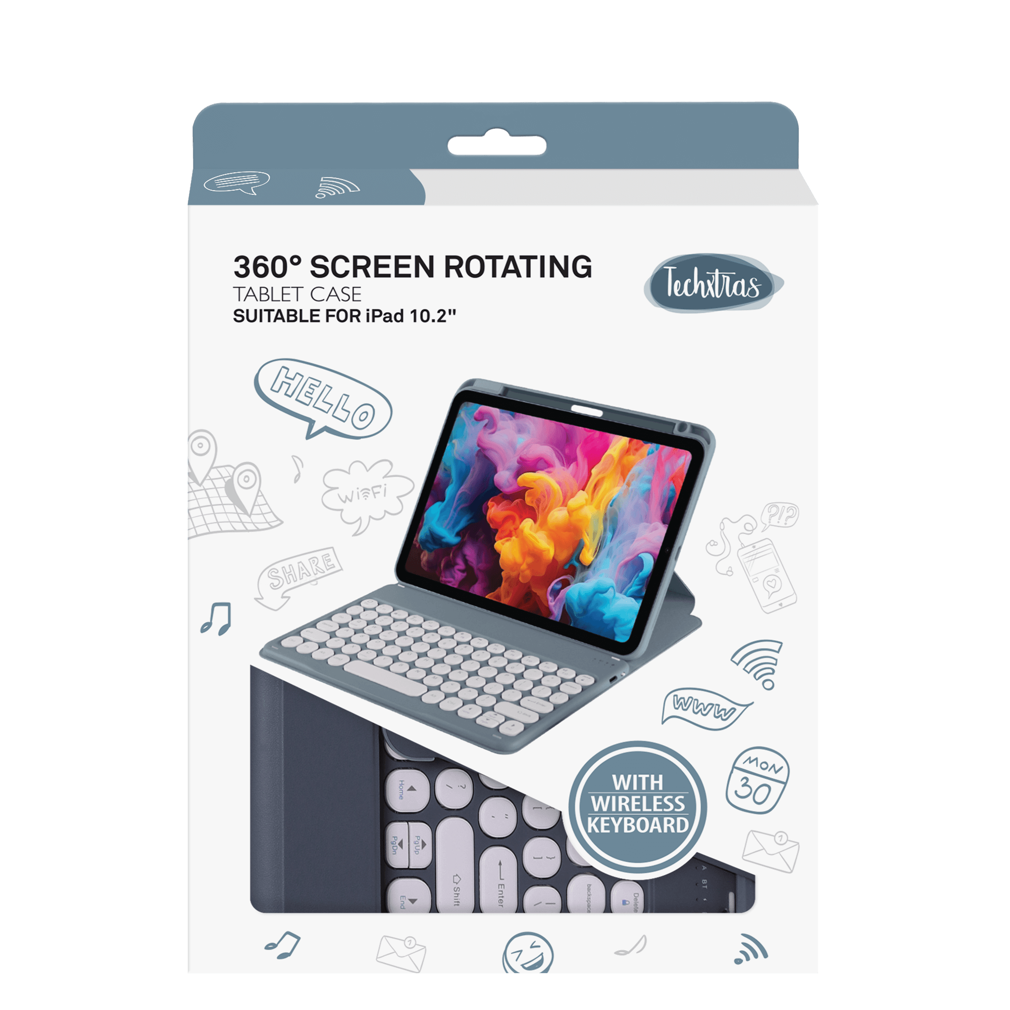 TechXtras 360° Screen Rotating Tablet Case iPad 10.2'' - Space Grey