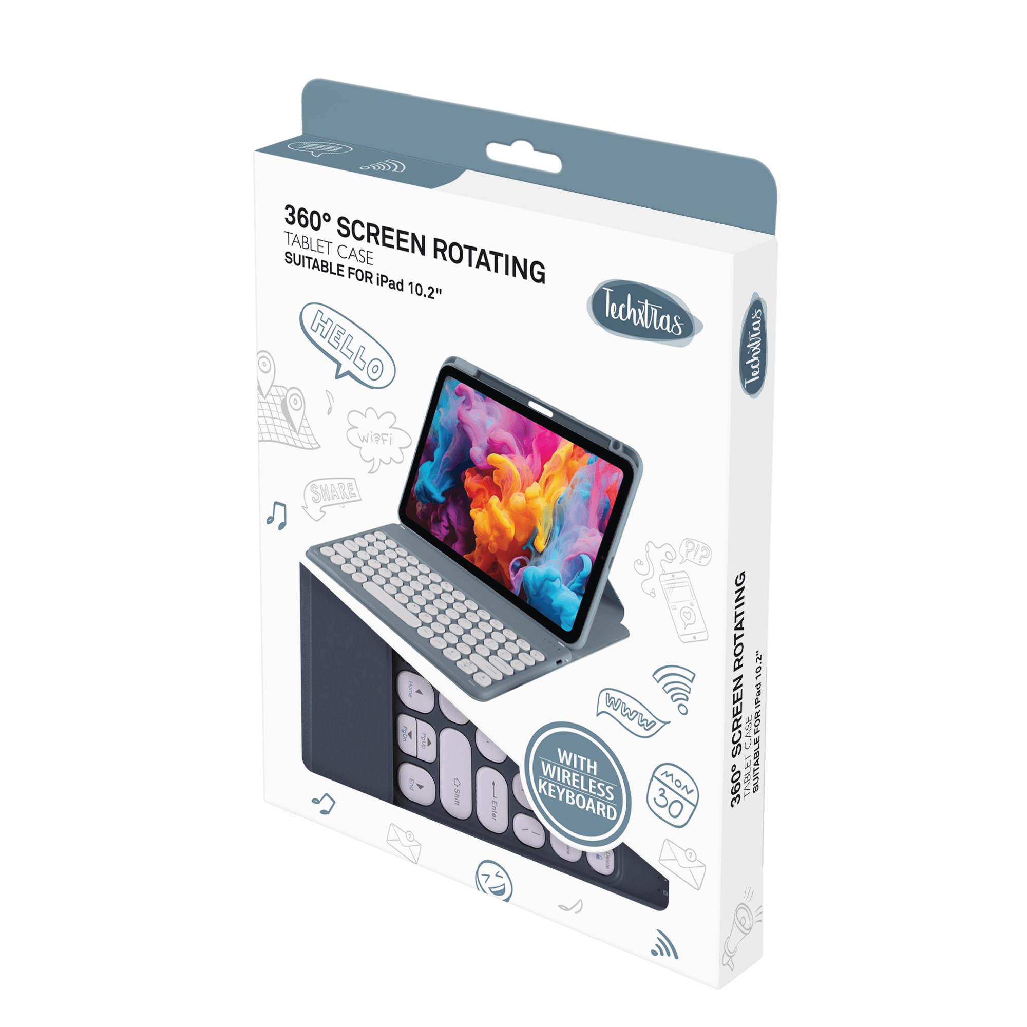 TechXtras 360° Screen Rotating Tablet Case iPad 10.2'' - Space Grey
