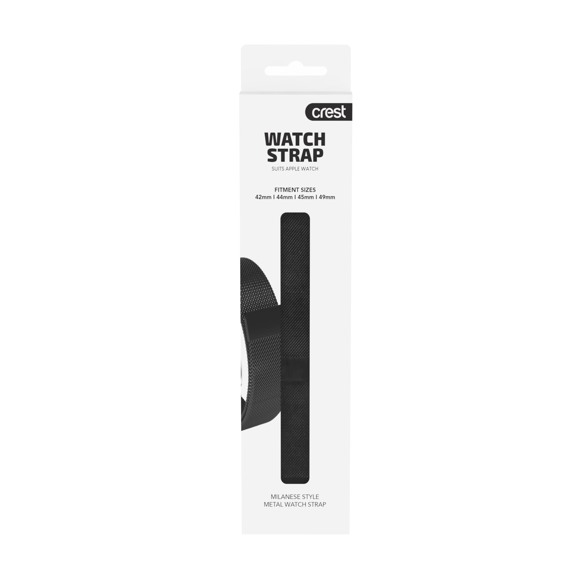 Crest Milanese Watch Strap 42-49mm Black
