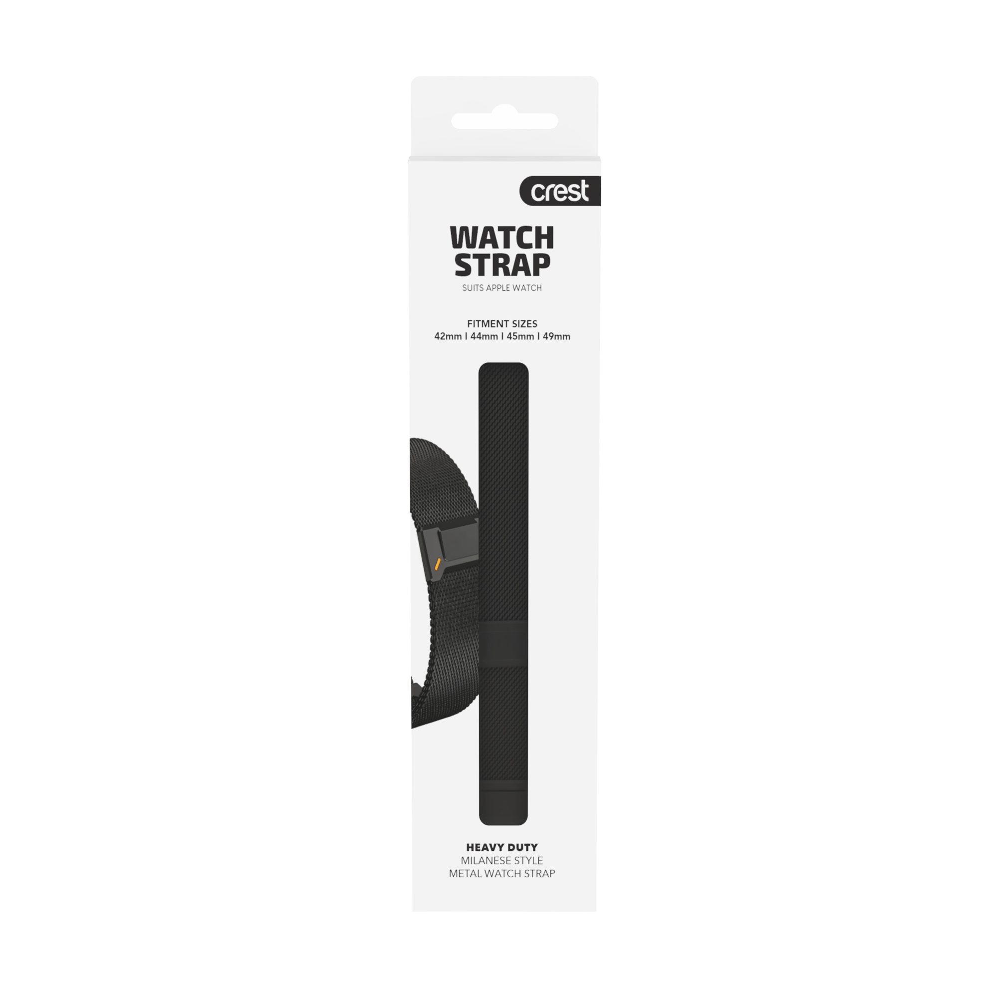 Crest Milanese Heavy Duty Watch Strap 42-49mm Black