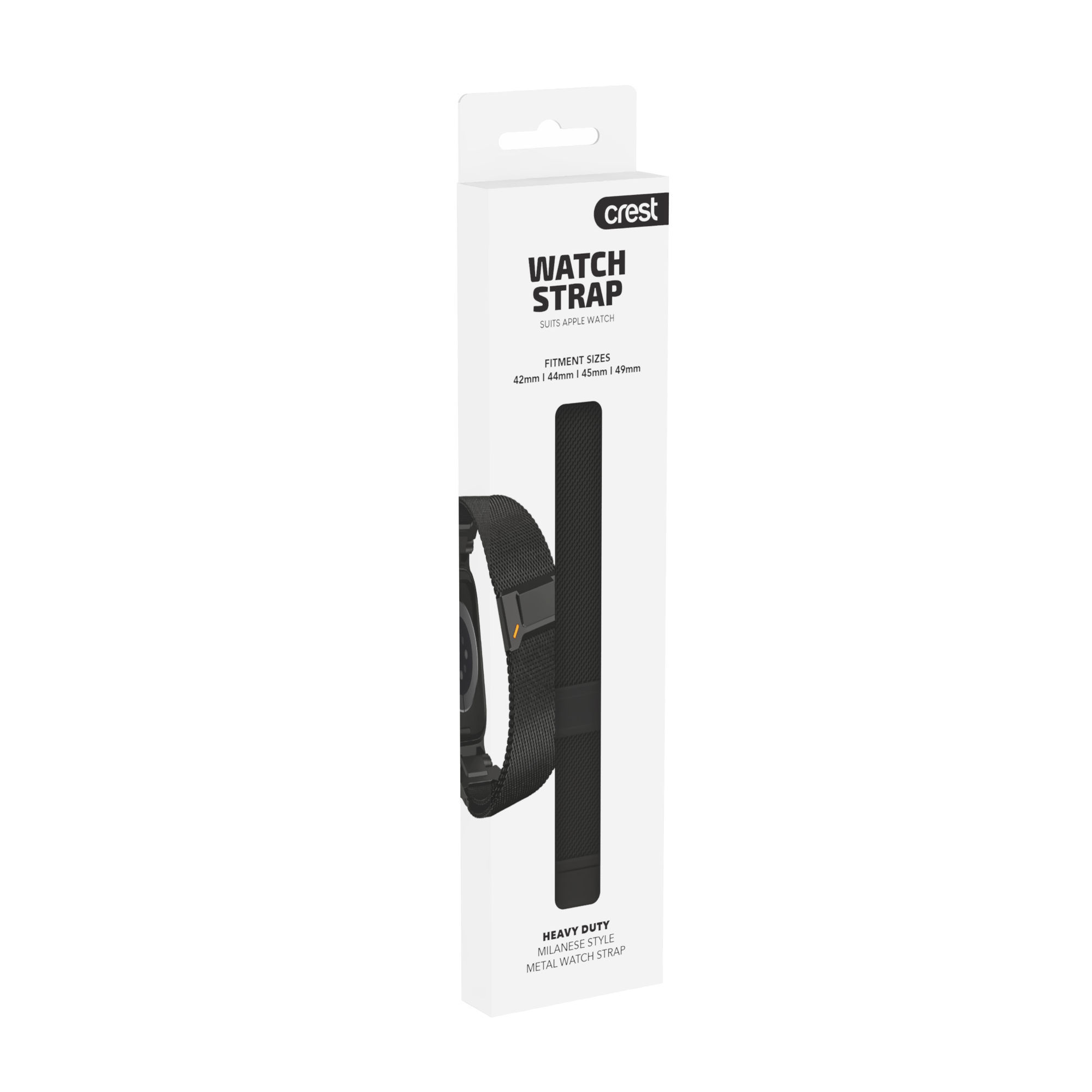 Crest Milanese Heavy Duty Watch Strap 42-49mm Black