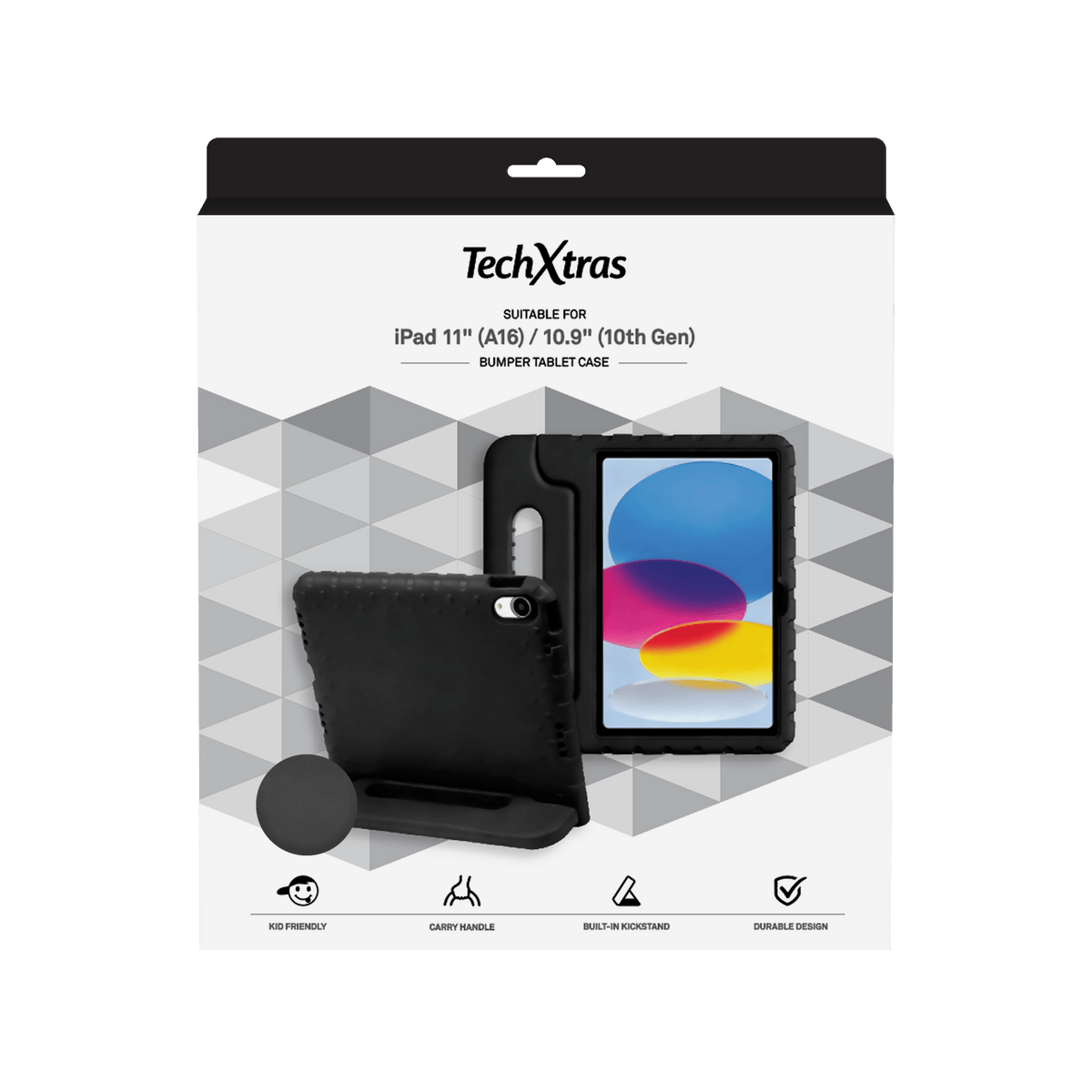 TechXtras Portable Bumper Tablet Case iPad 11" A16/10.9" 10th Gen - Black