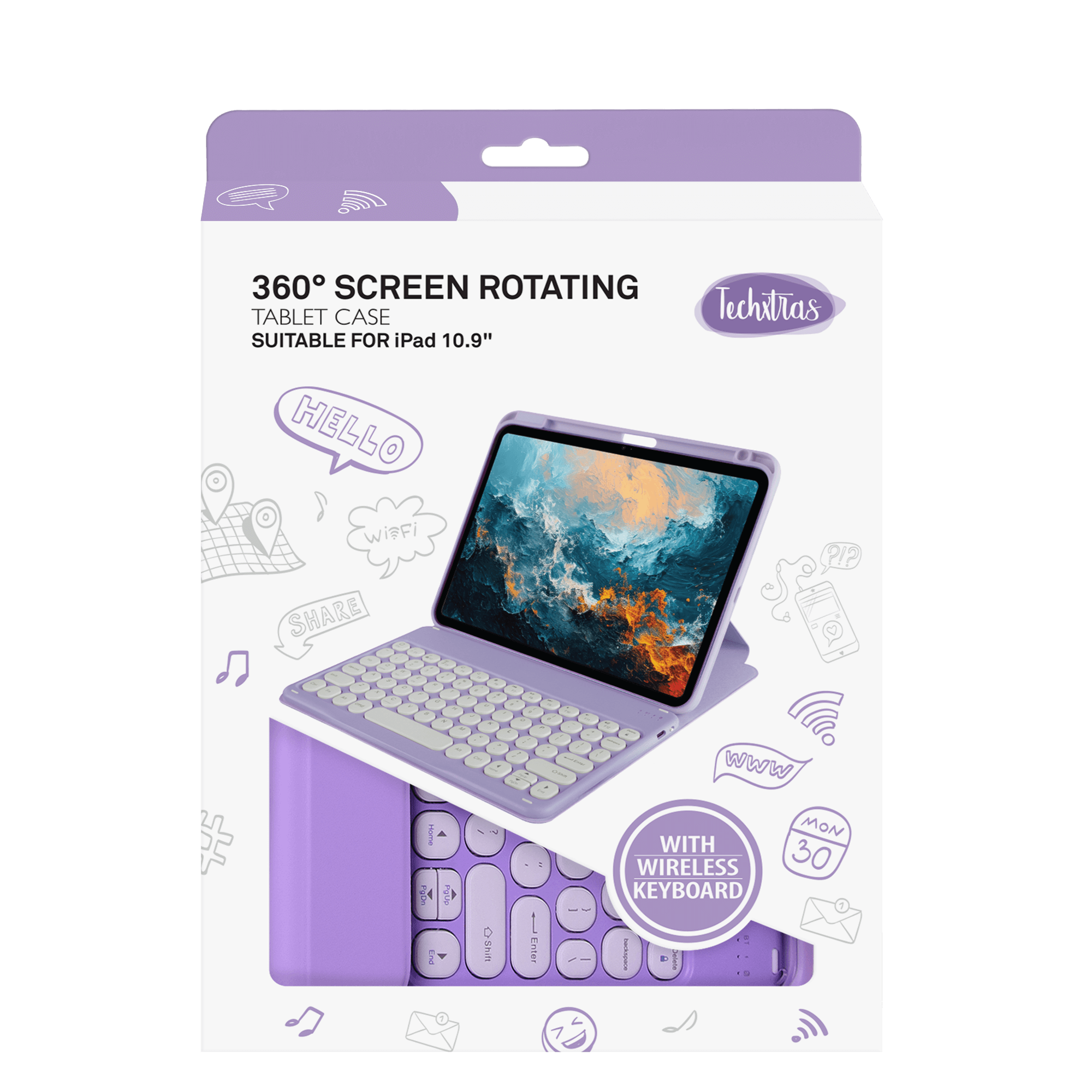 TechXtras 360° Screen Rotating Tablet Case iPad 10.9'' – Lavender