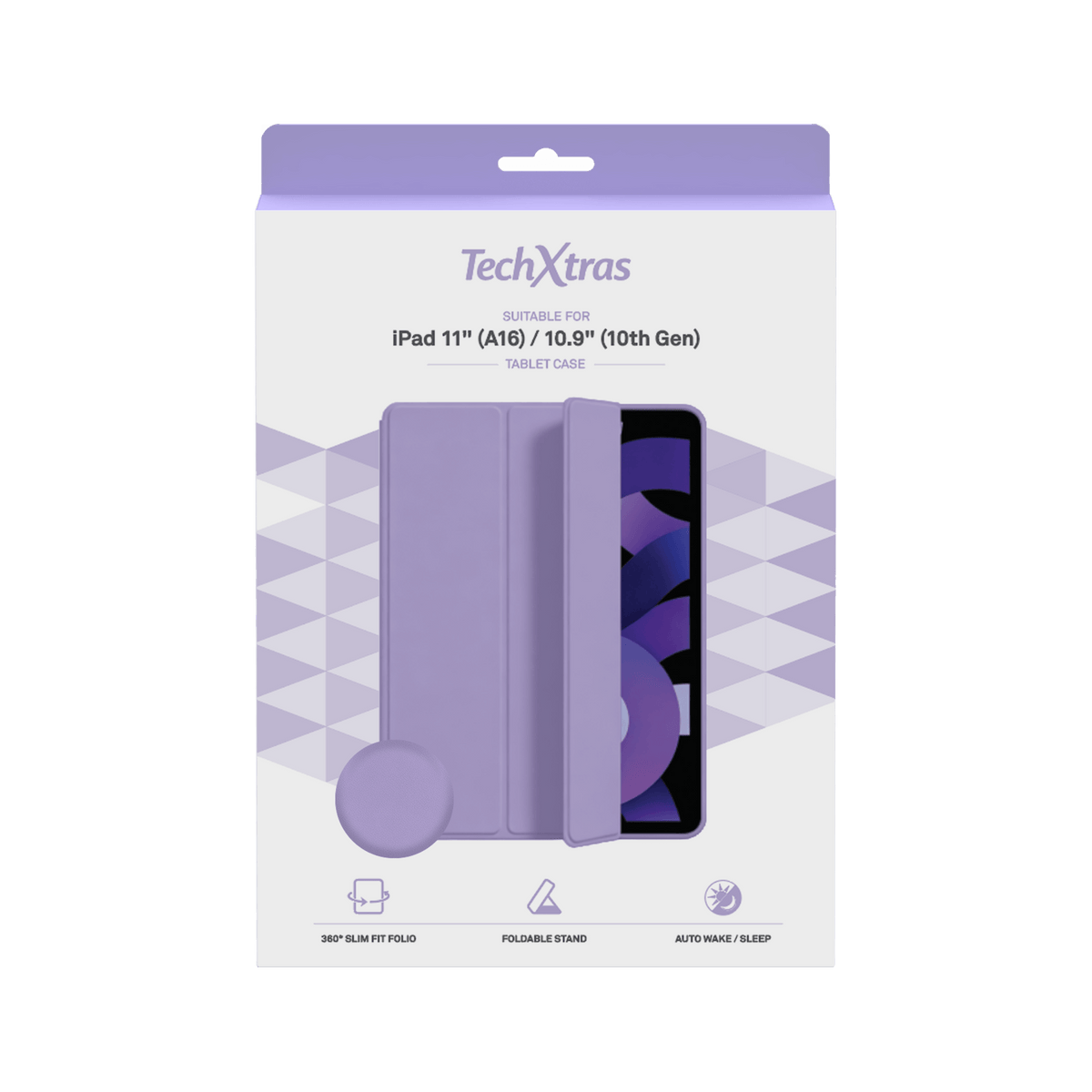 TechXtras Tablet Case Folio iPad 11" A16/10.9" 10th Gen - Lavender