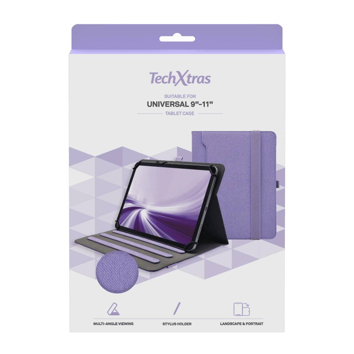 TechXtras Universal Tablet Case 9"-11" Fabric - Lavender