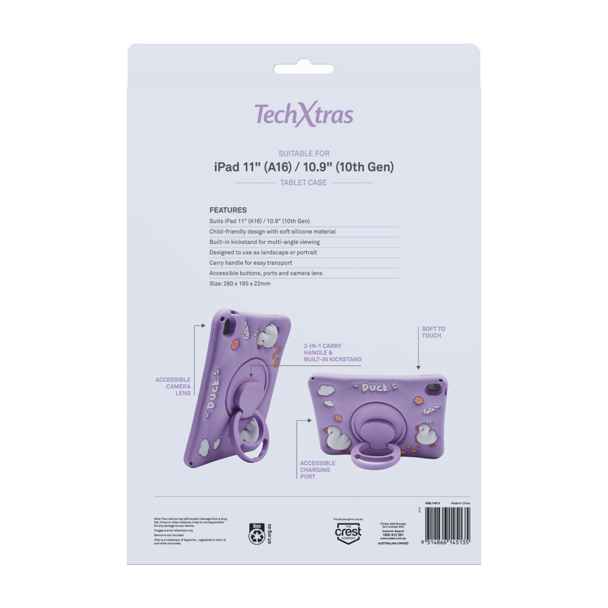 TechXtras Tablet Case iPad 11" A16/10.9" 10th Gen - Duck