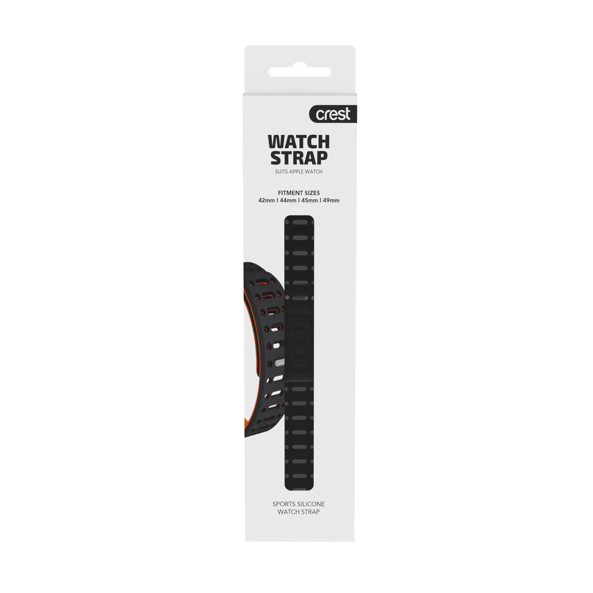 Crest Sports Watch Strap 42-49mm Black Orange