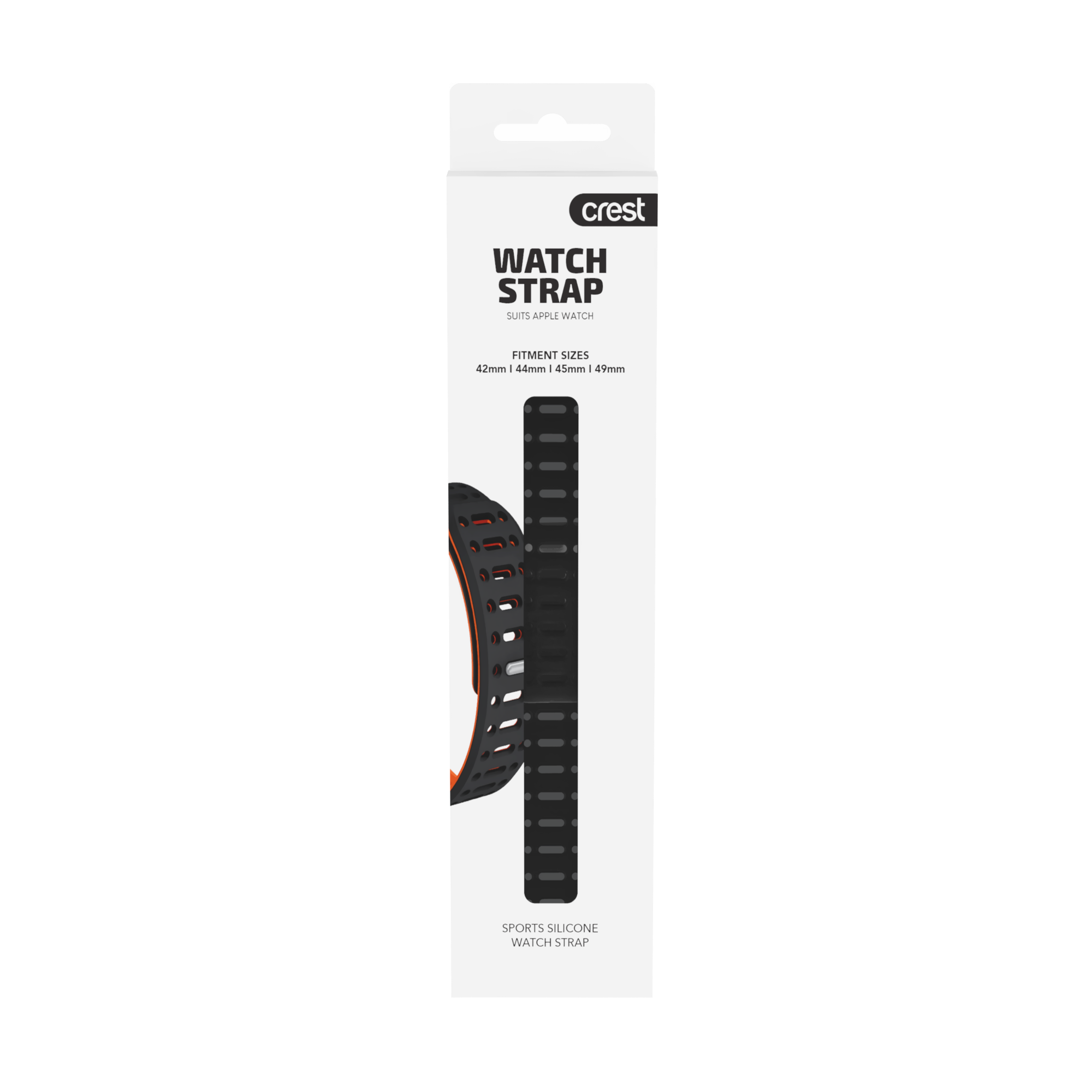 Crest Sports Watch Strap 42-49mm Black Orange