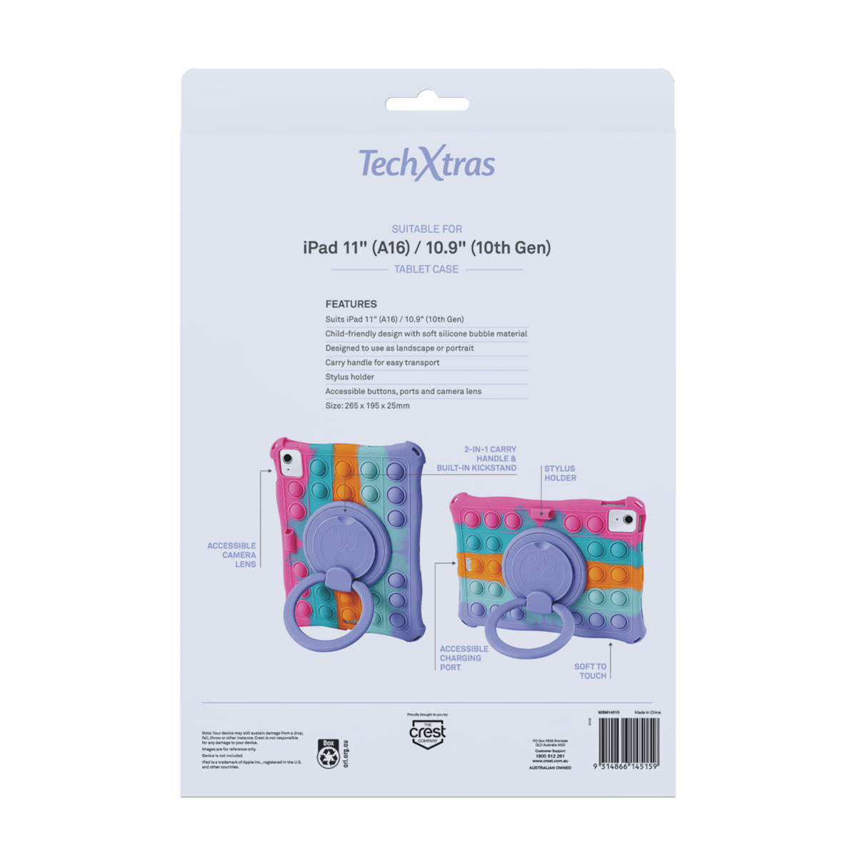 TechXtras Kids Tablet Case iPad 11" A16/10.9" 10th Gen - Bubble with Kickstand