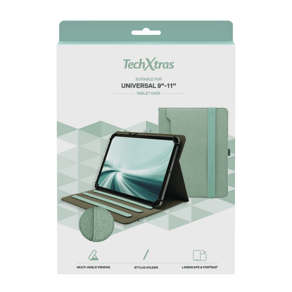 TechXtras Universal Tablet Case 9"-11" Fabric - Mint