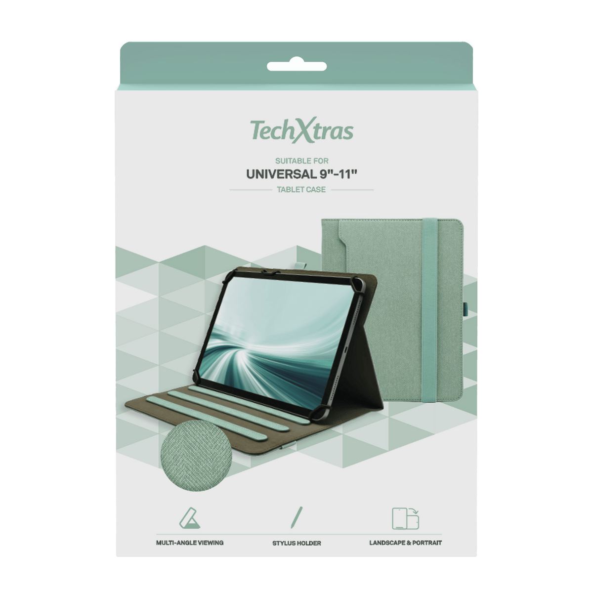 TechXtras Universal Tablet Case 9"-11" Fabric - Mint