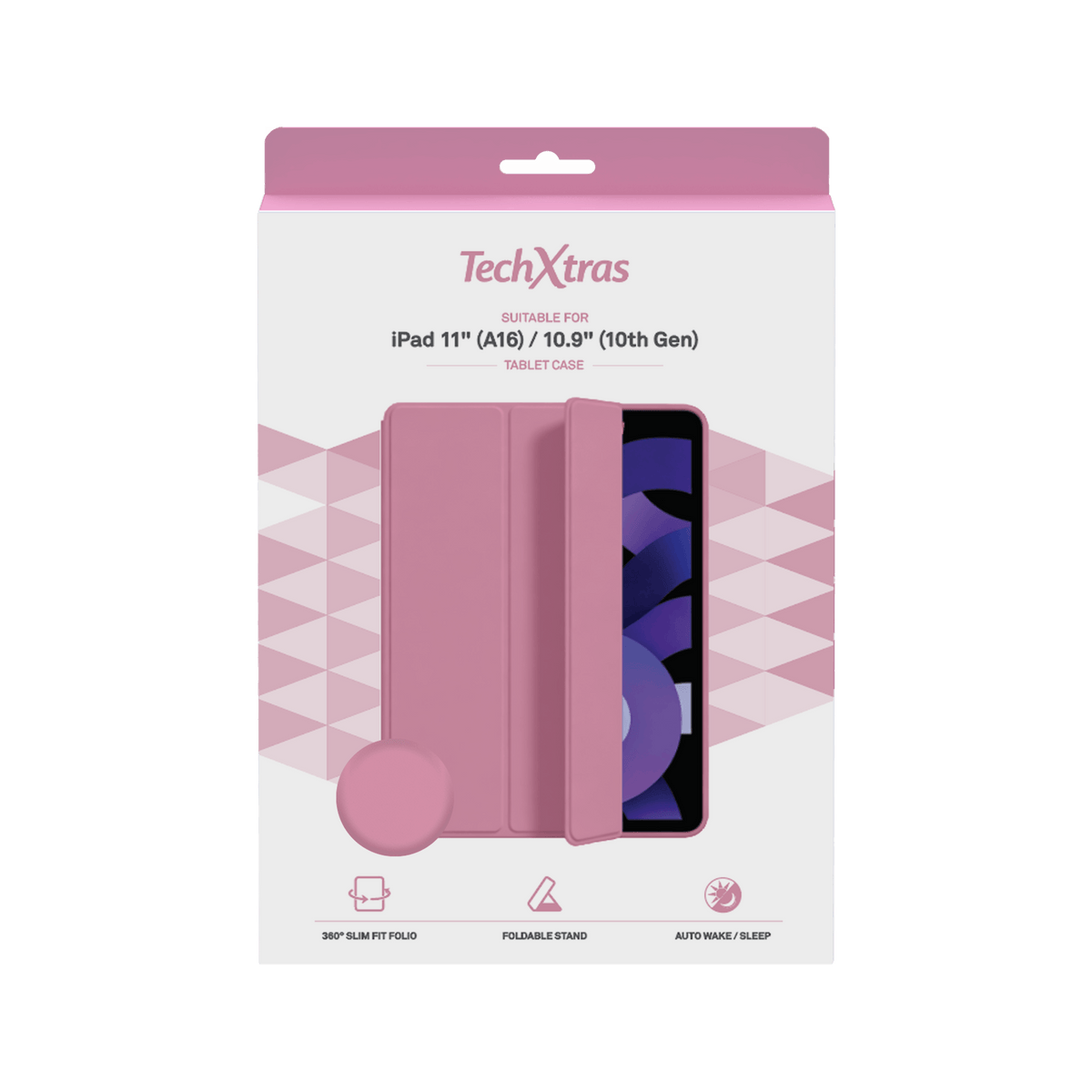 TechXtras Tablet Folio Case iPad 11" A16/10.9" 10th Gen - Pink