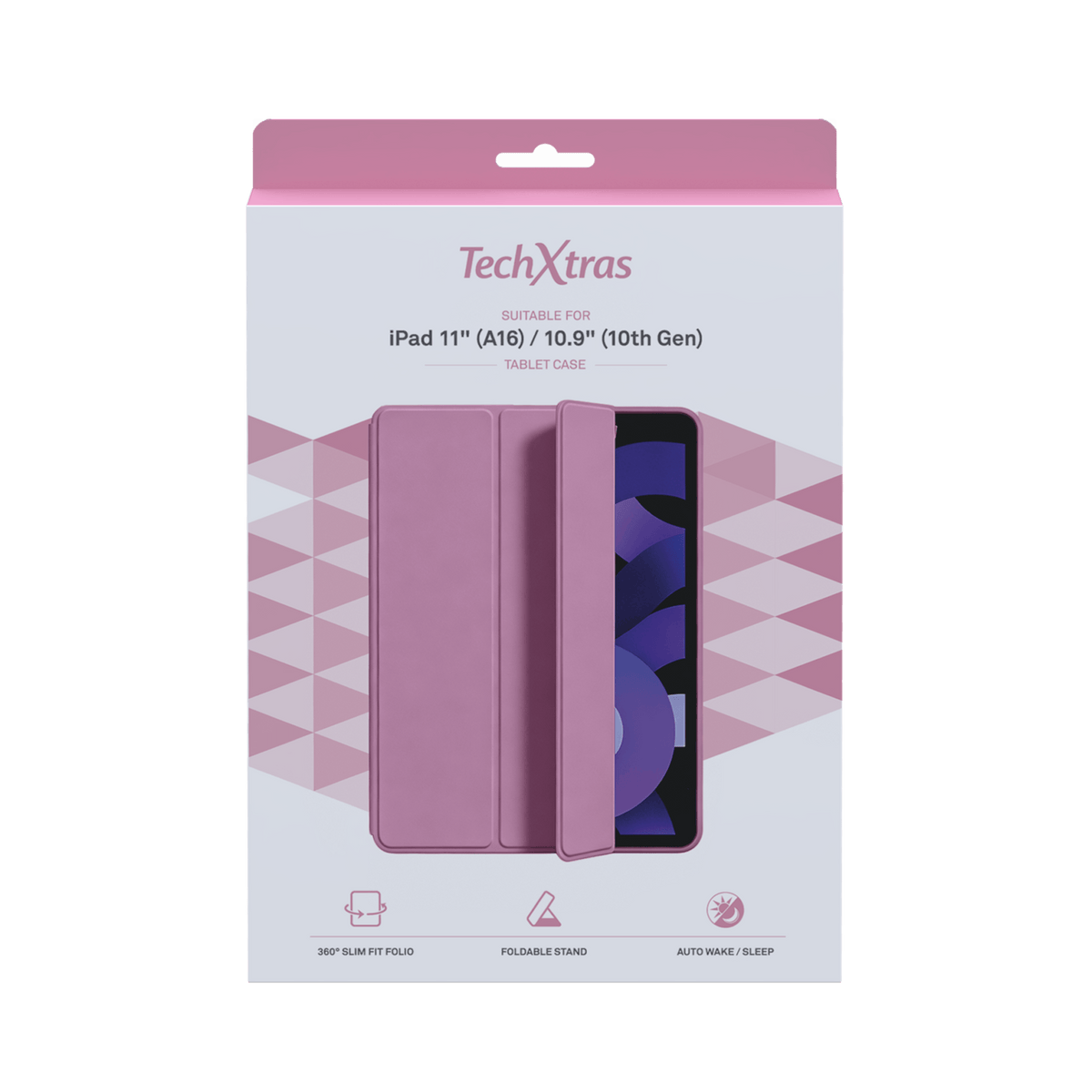TechXtras Tablet Folio Case iPad 11" A16/10.9" 10th Gen - Pink