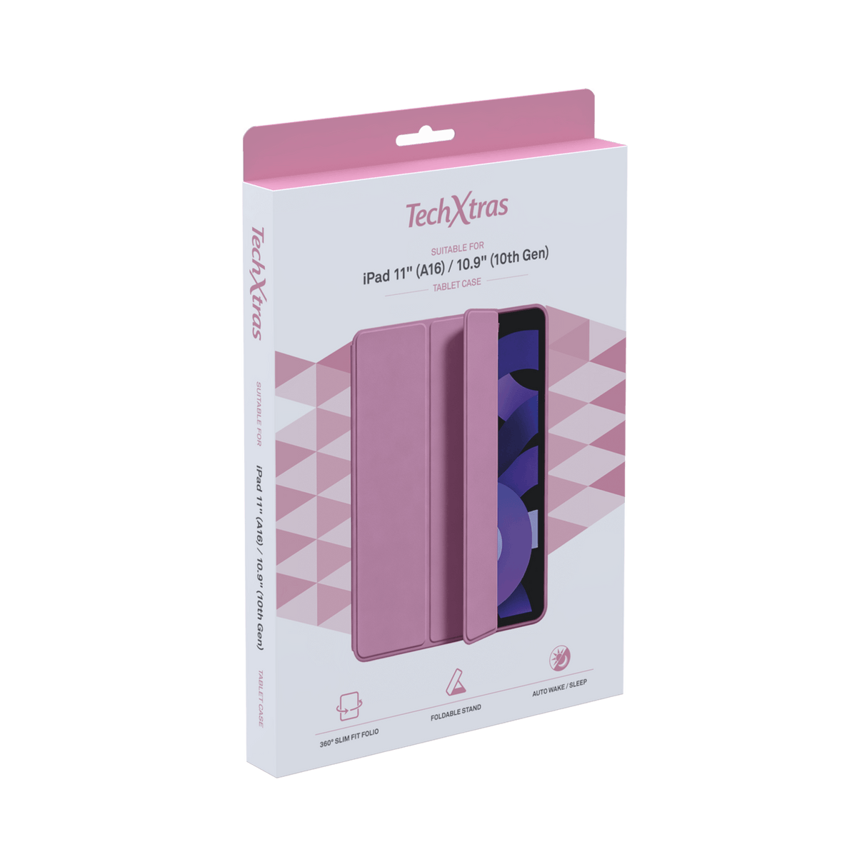 TechXtras Tablet Folio Case iPad 11" A16/10.9" 10th Gen - Pink