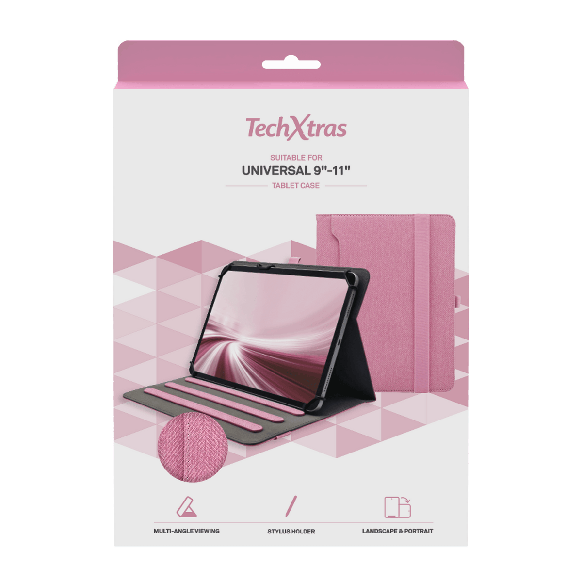 TechXtras Universal Tablet Case 9"-11" Fabric - Pink