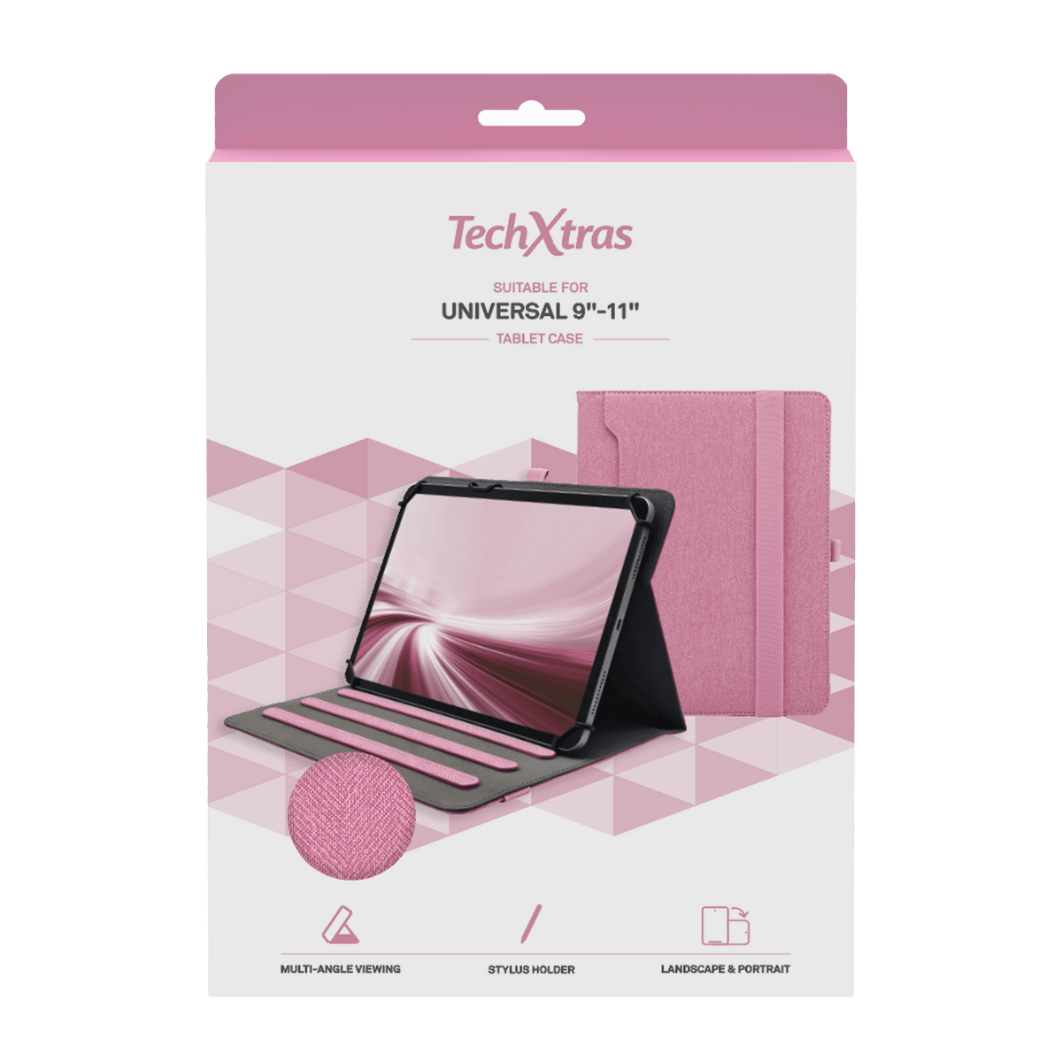 TechXtras Universal Tablet Case 9"-11" Fabric - Pink