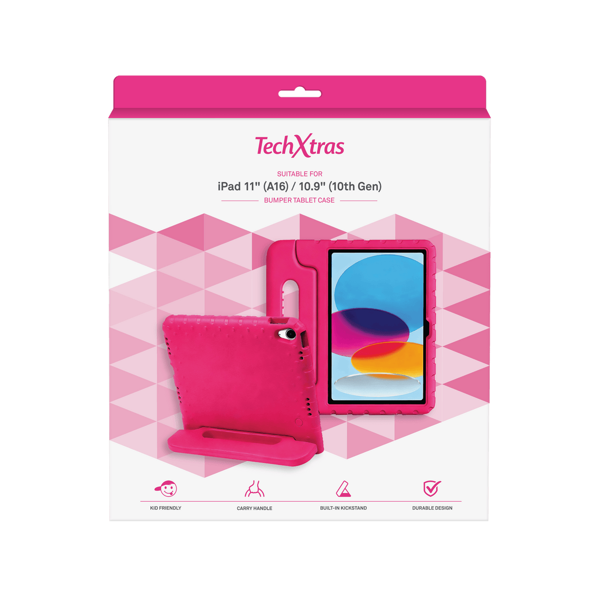 TechXtras Portable Bumper Tablet Case iPad 11" A16/10.9" 10th Gen - Pink