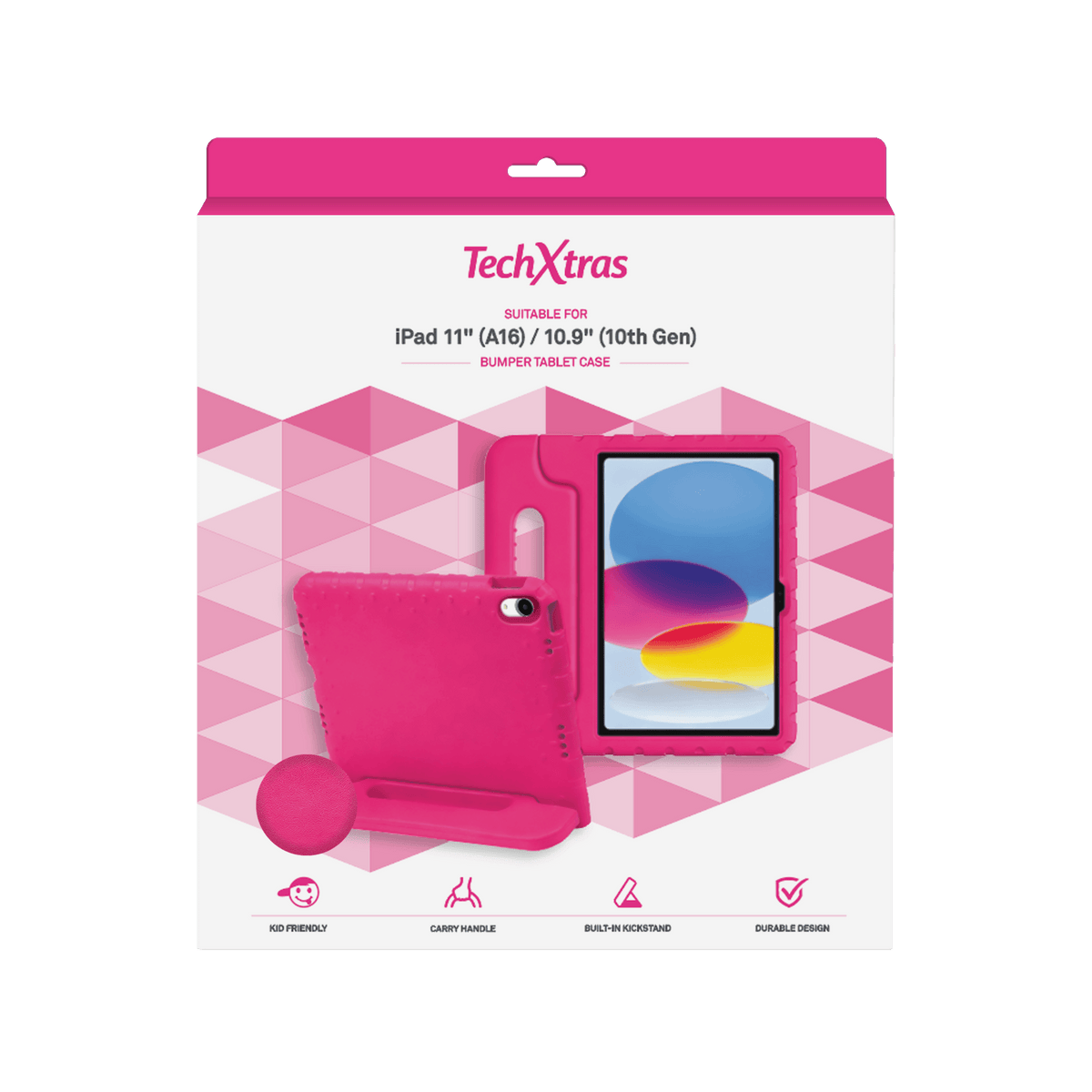 TechXtras Portable Bumper Tablet Case iPad 11" A16/10.9" 10th Gen - Pink