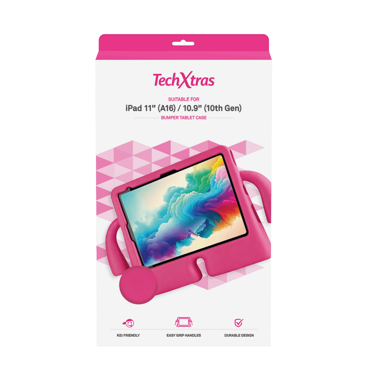 Techxtras Bumper Tablet Case with Handles iPad 11" A16/10.9" 10th Gen - Pink
