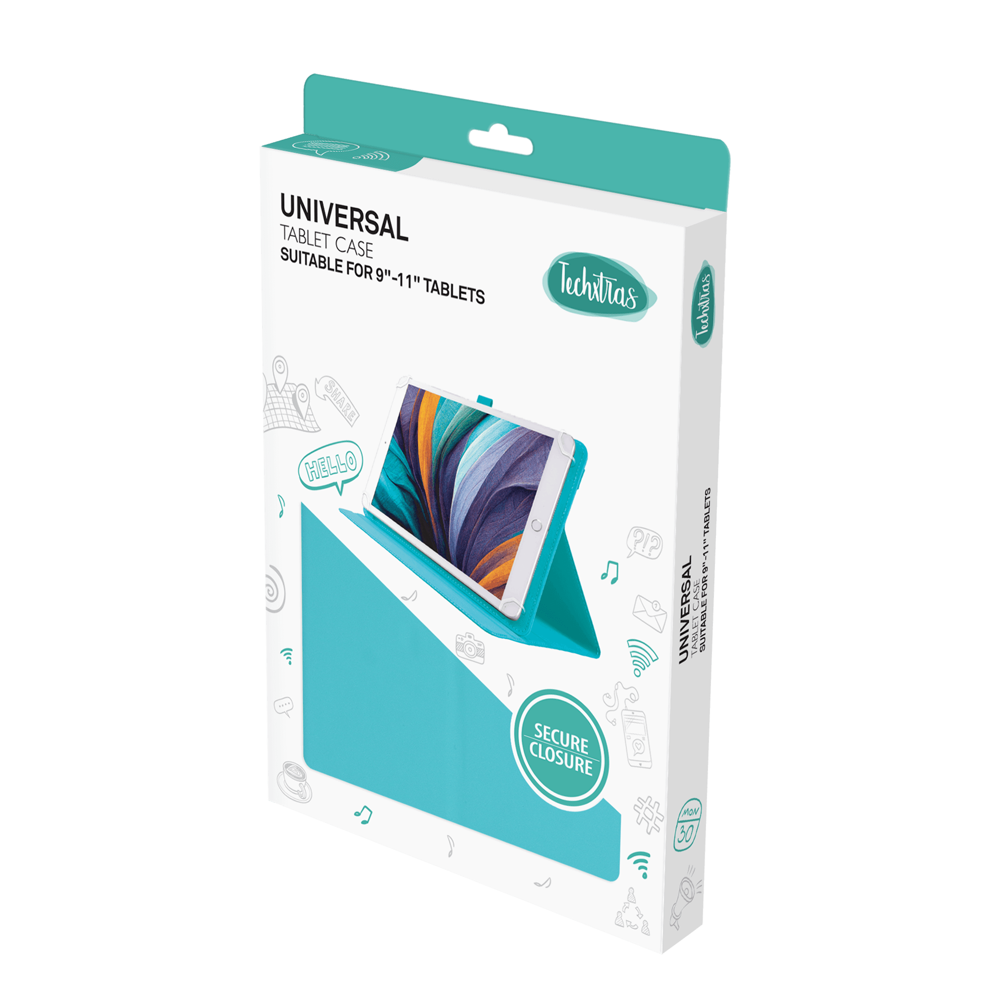 TechXtras Universal Tablet Case iPad 9" to 11'' - Turquoise