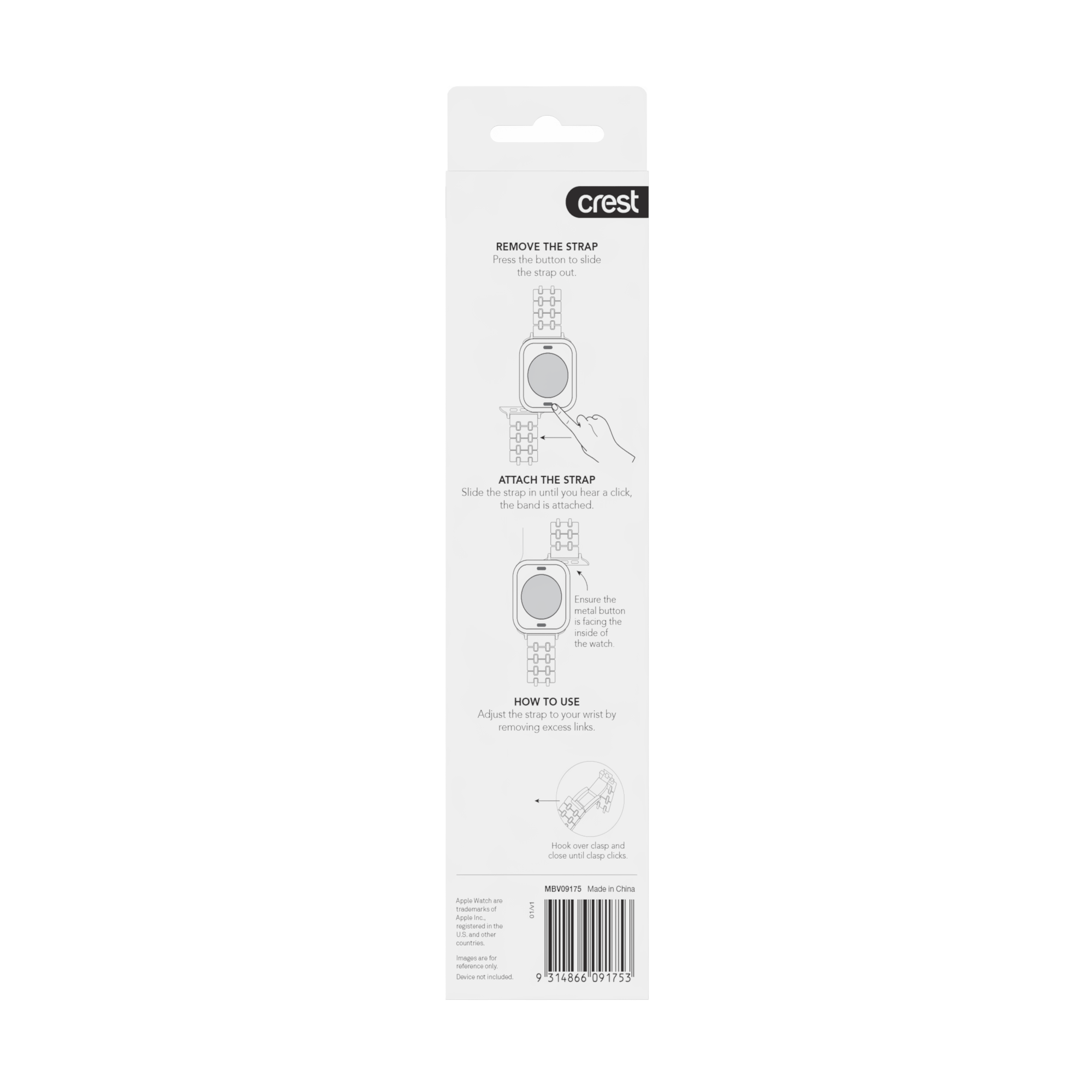 Crest Stainless Steel Watch Strap 42-44-45-49mm Silver