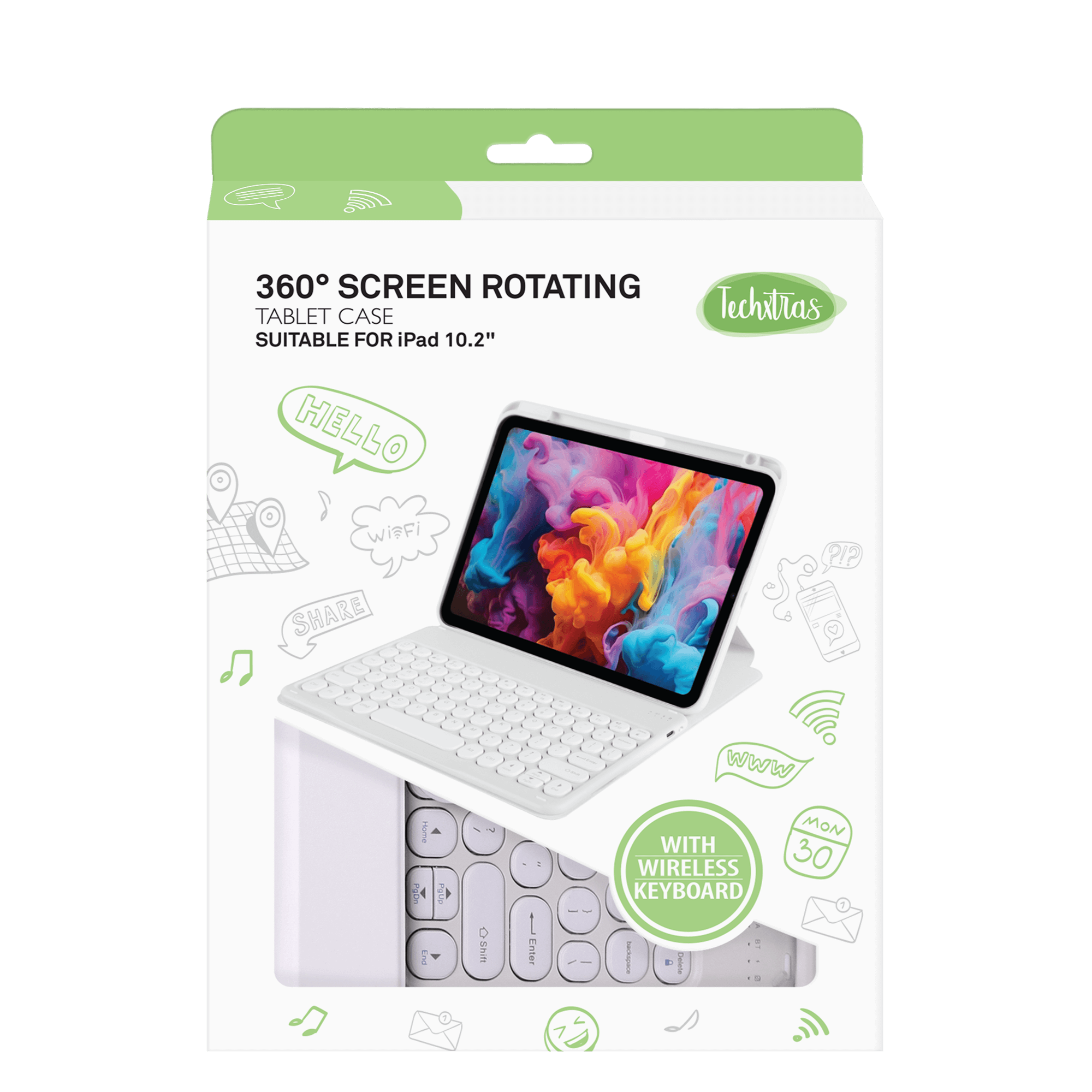 TechXtras 360° Screen Rotating Tablet Case iPad 10.2'' - White
